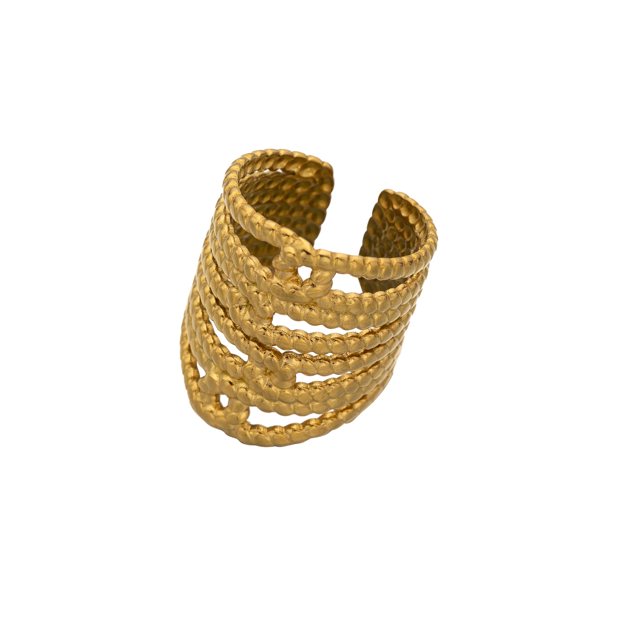 Gold Thick Stainless Steel Stacked Adjustable Ring-00005
