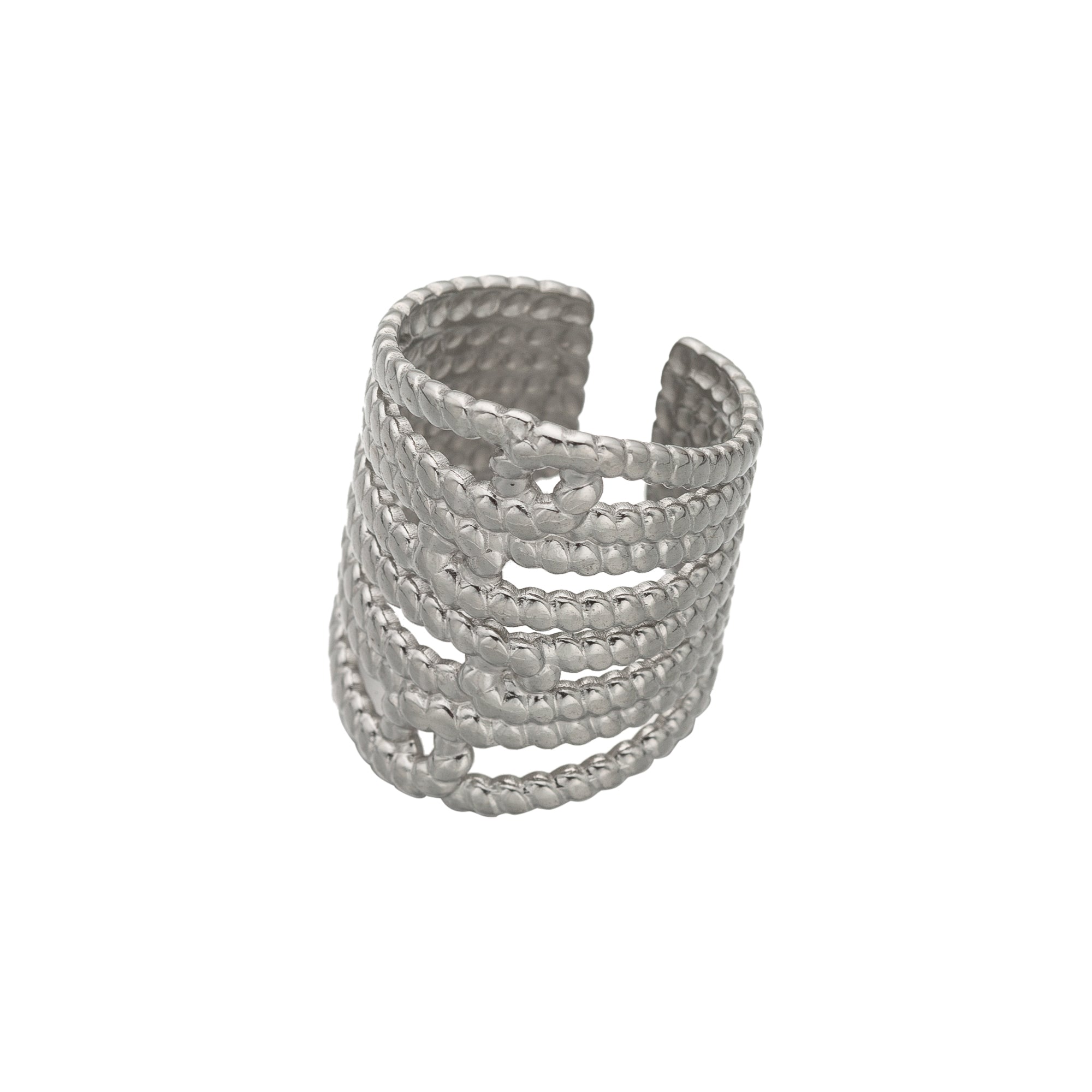 Silver Thick Stainless Steel Stacked Adjustable ✦ RI-0006