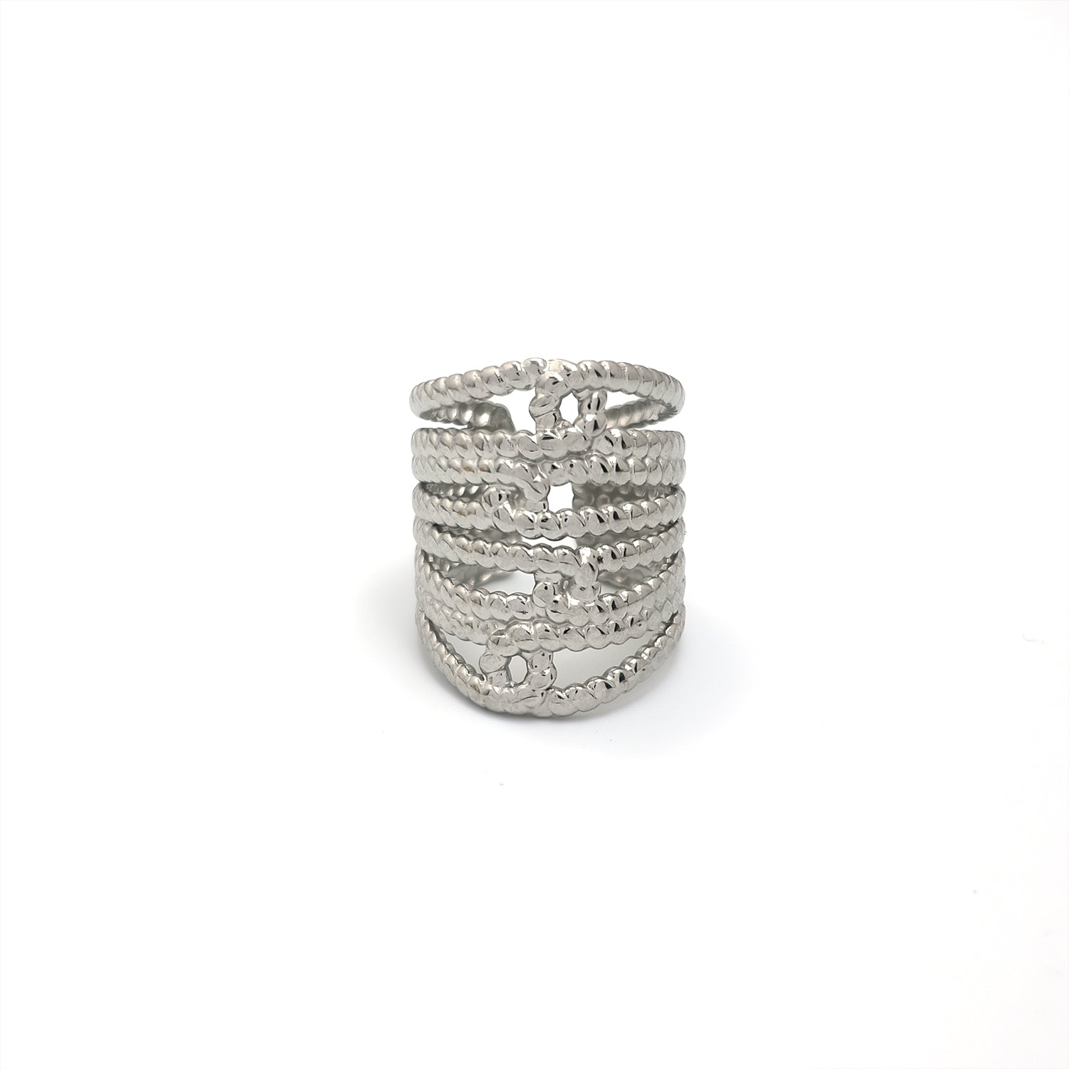 Silver Thick Stainless Steel Stacked Adjustable ✦ RI-0006