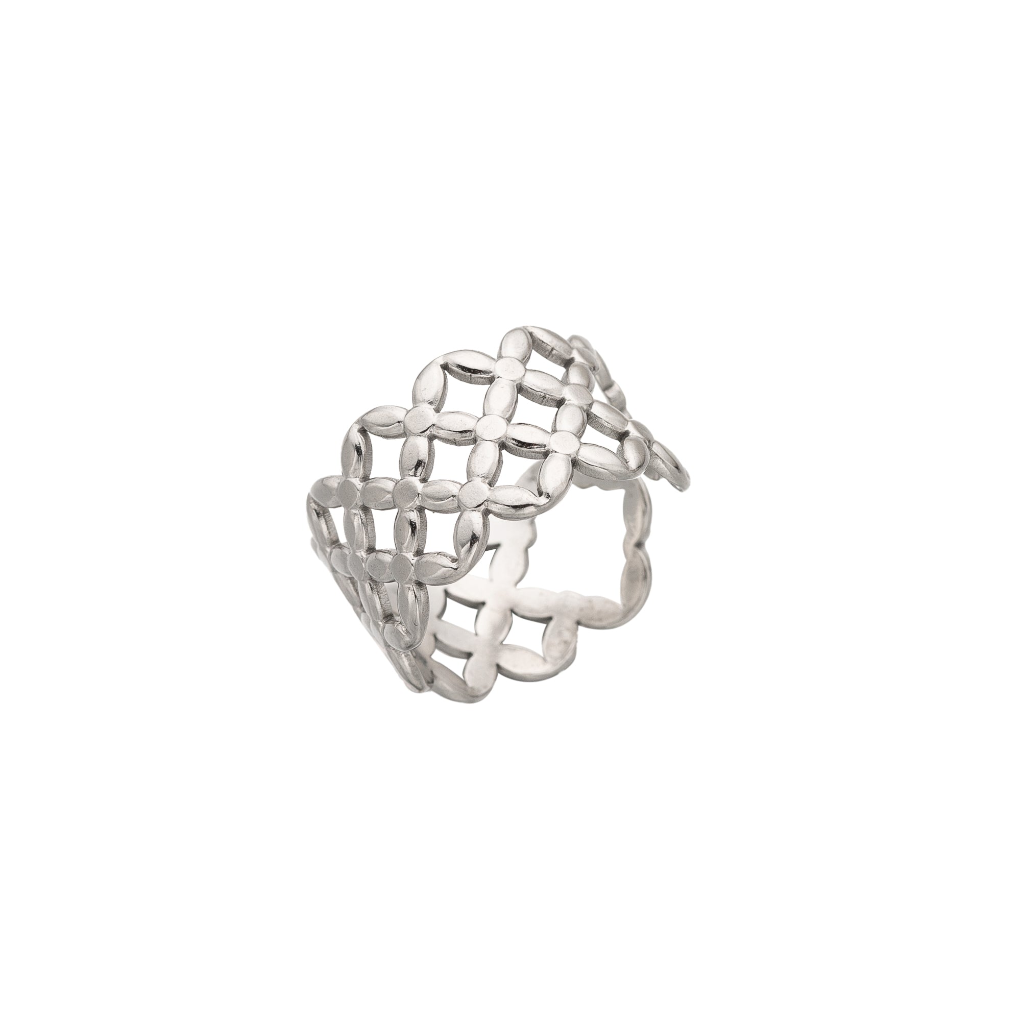 Silver Classic Stainless Steel Statement Adjustable Ring-00008