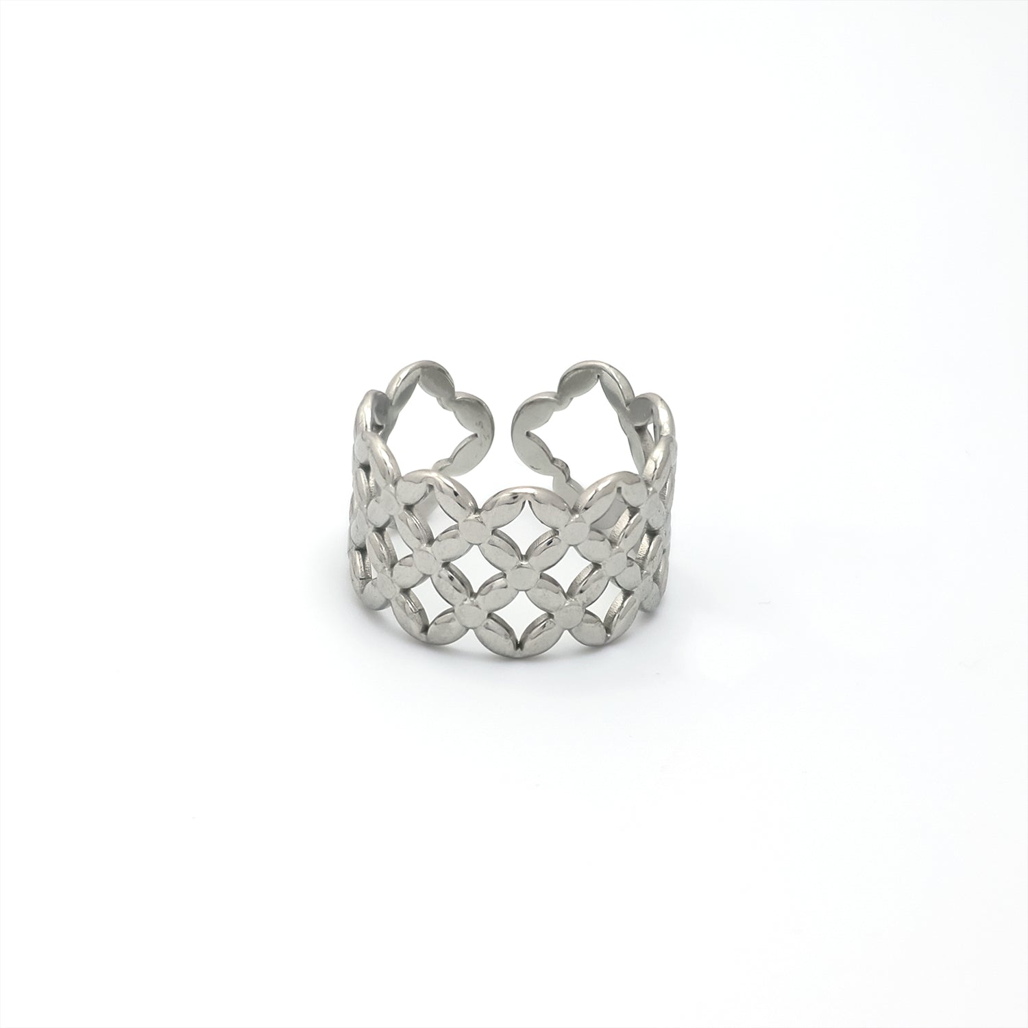 Silver Classic Stainless Steel Statement Adjustable Ring-00008