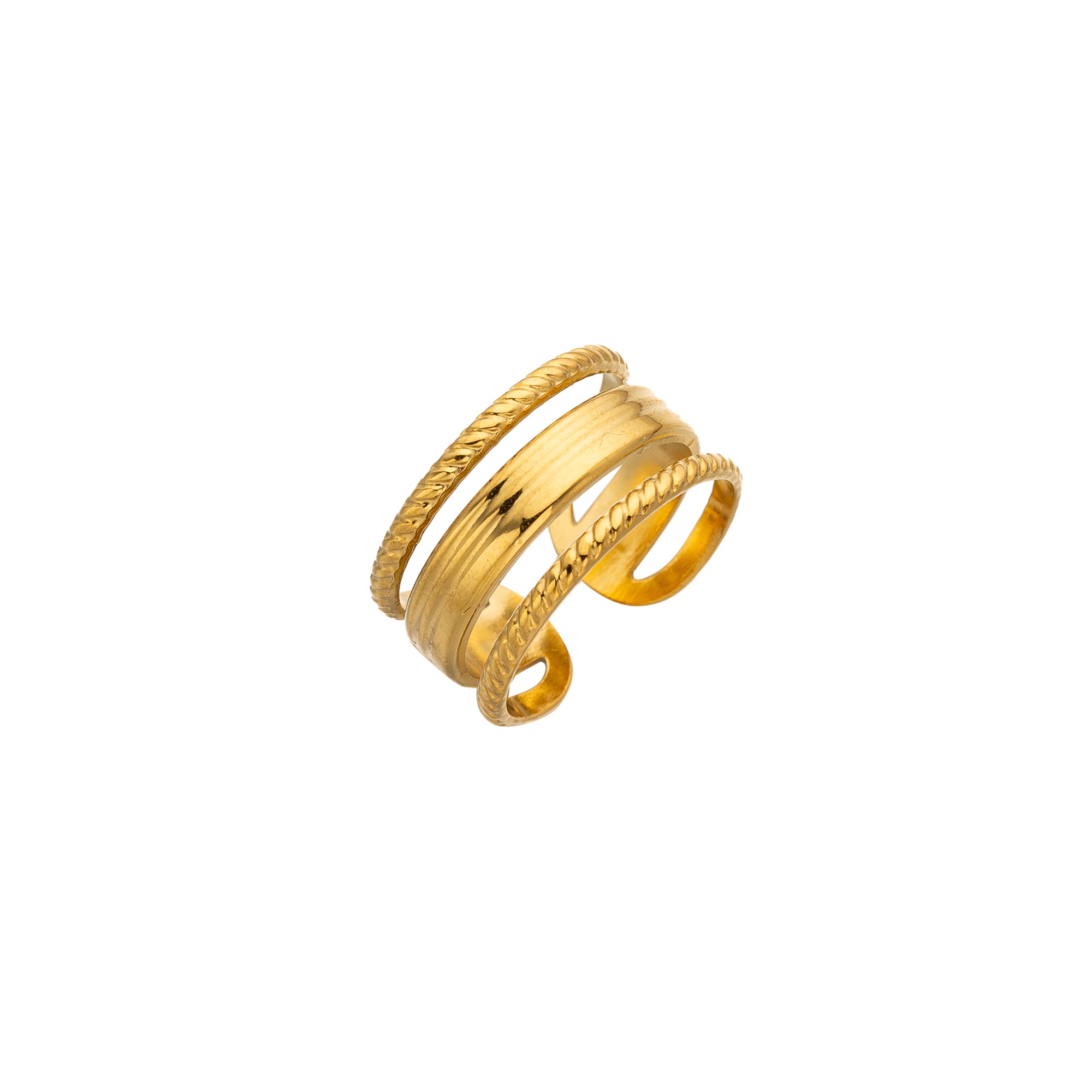 Gold Stacked Stainless Steel Classic Adjustable ✦ RI-0009