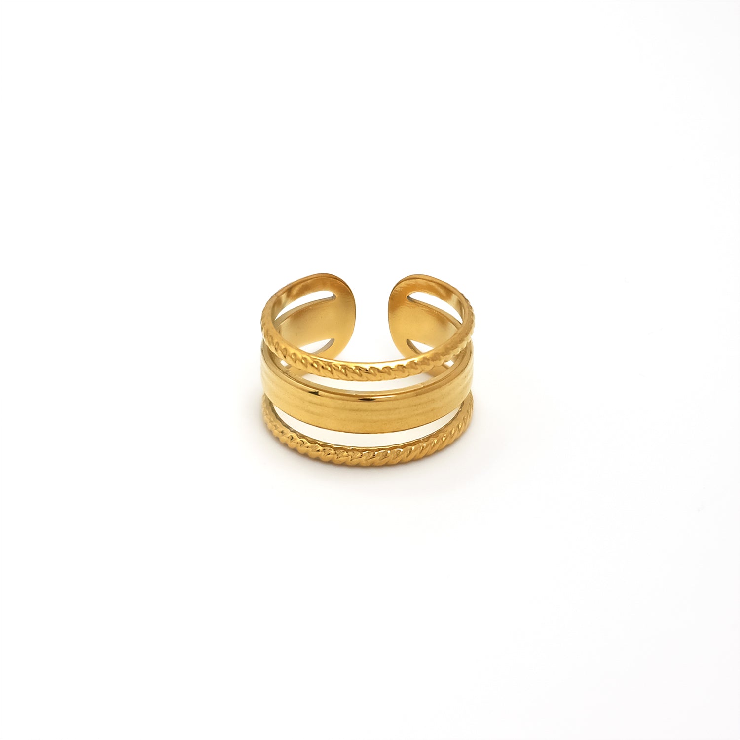 Gold Stacked Stainless Steel Classic Adjustable ✦ RI-0009