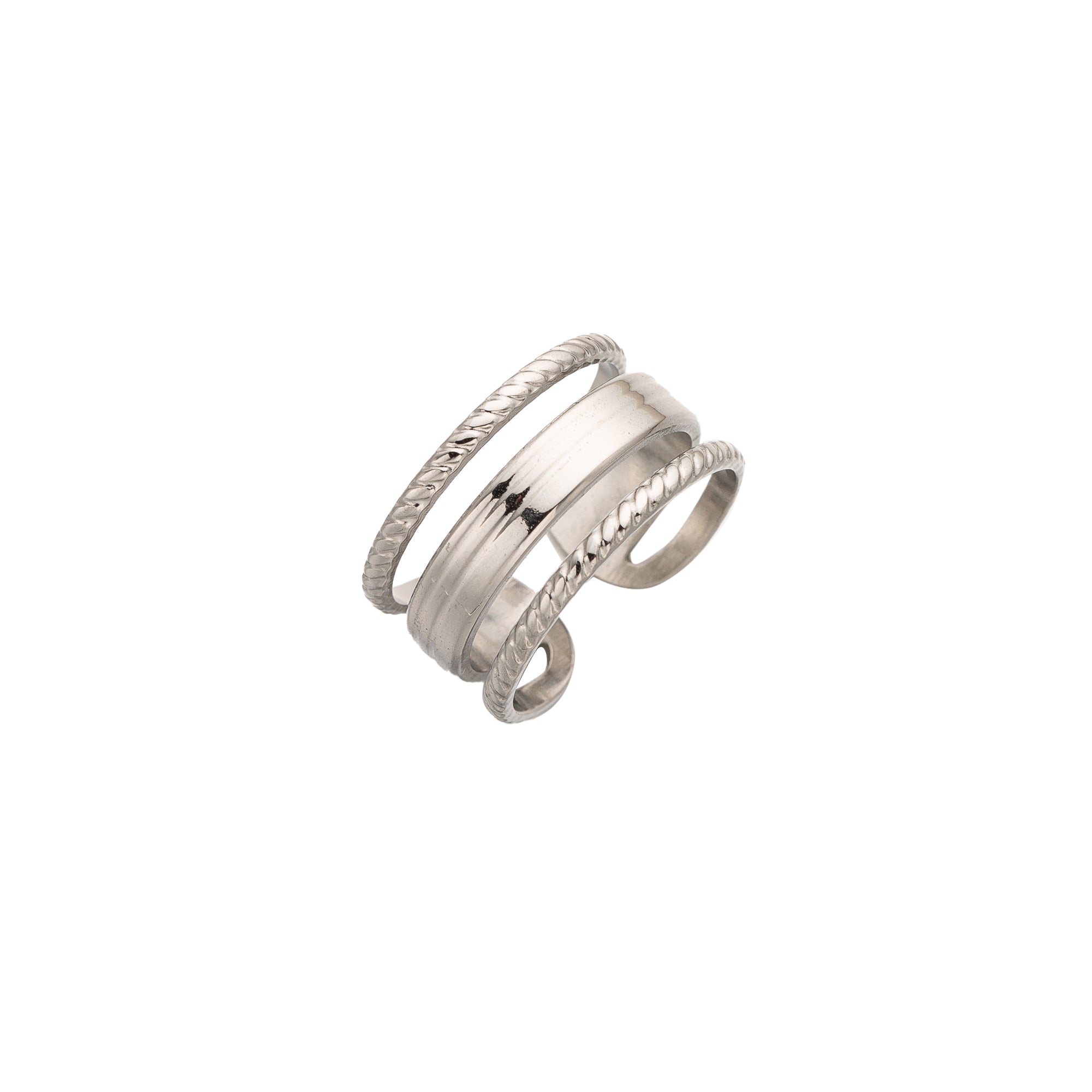 Silver Stacked Stainless Steel Classic Adjustable ✦ RI-0010
