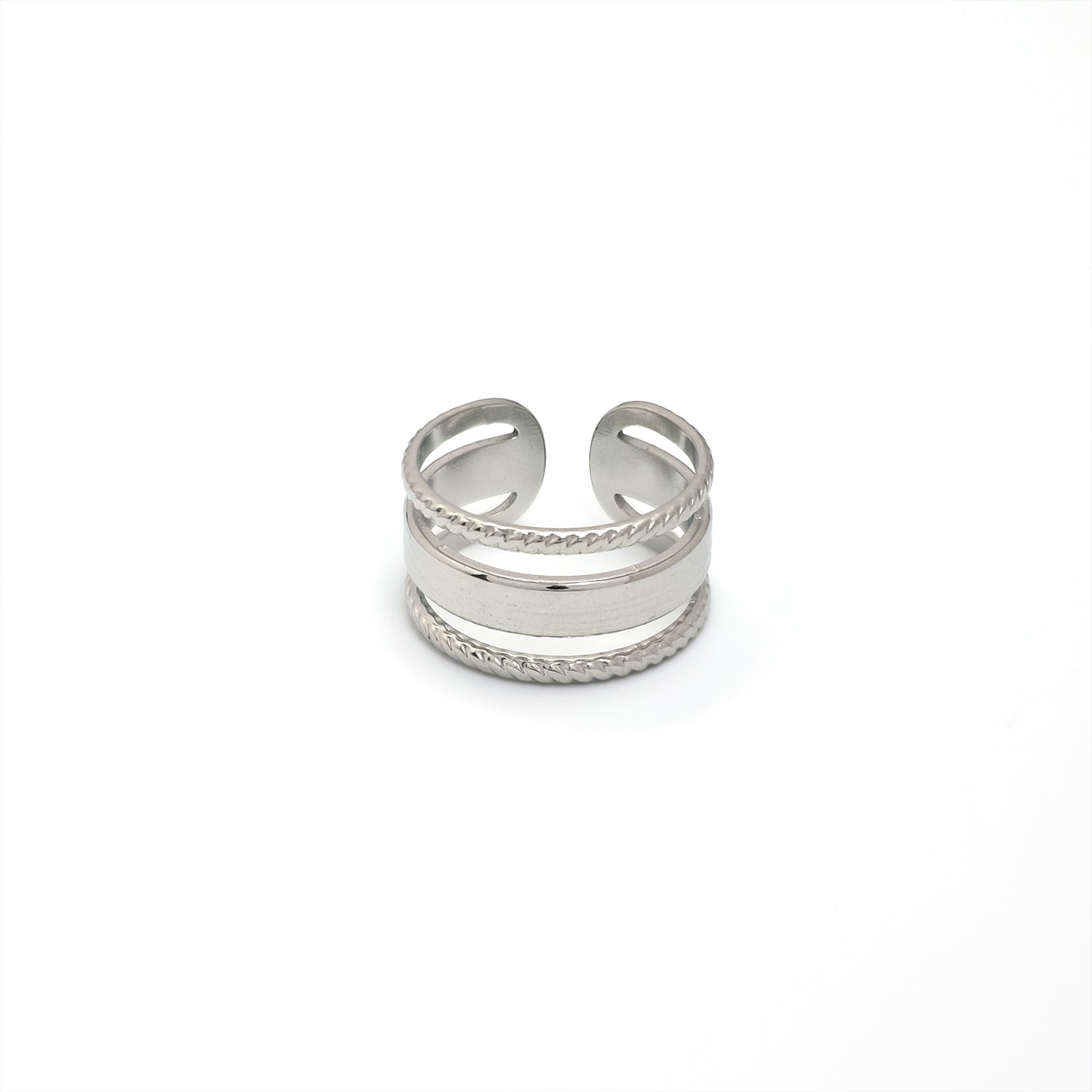 Silver Stacked Stainless Steel Classic Adjustable ✦ RI-0010