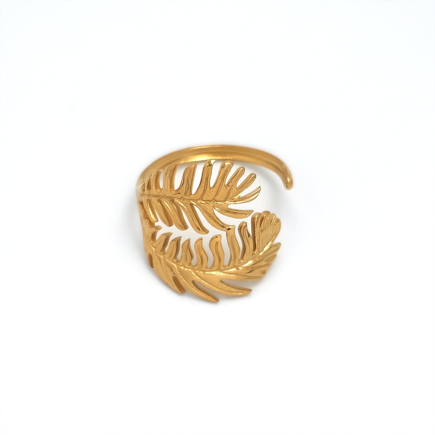 Gold Classic Stainless Steel Leaf Adjustable ✦ RI-0013