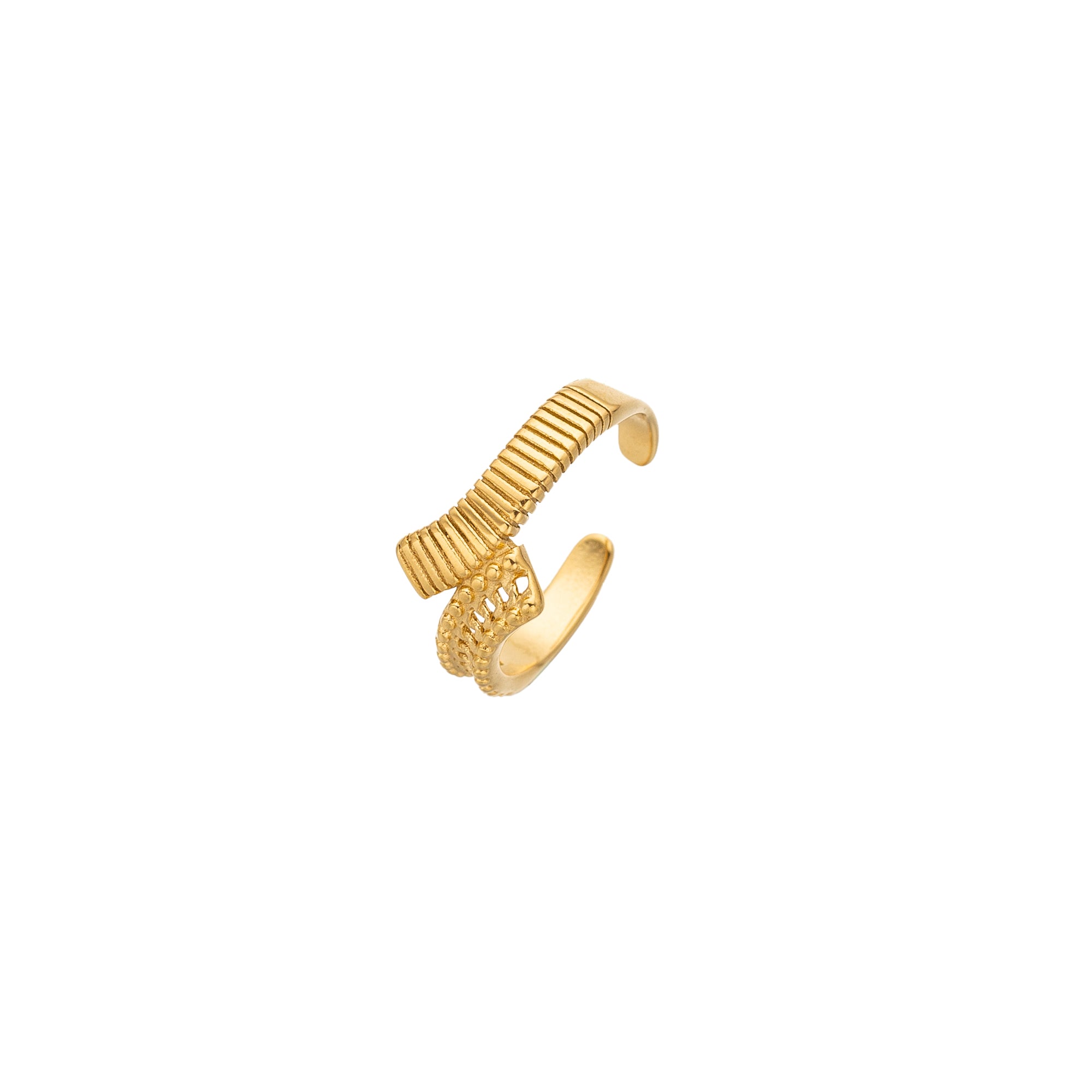 Gold Minimalist Stainless Steel Stacked Adjustable Ring-00018