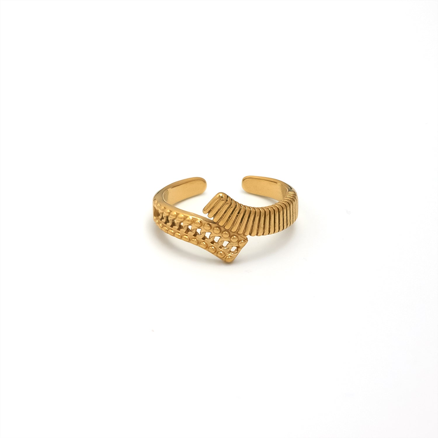 Gold Minimalist Stainless Steel Stacked Adjustable Ring-00018