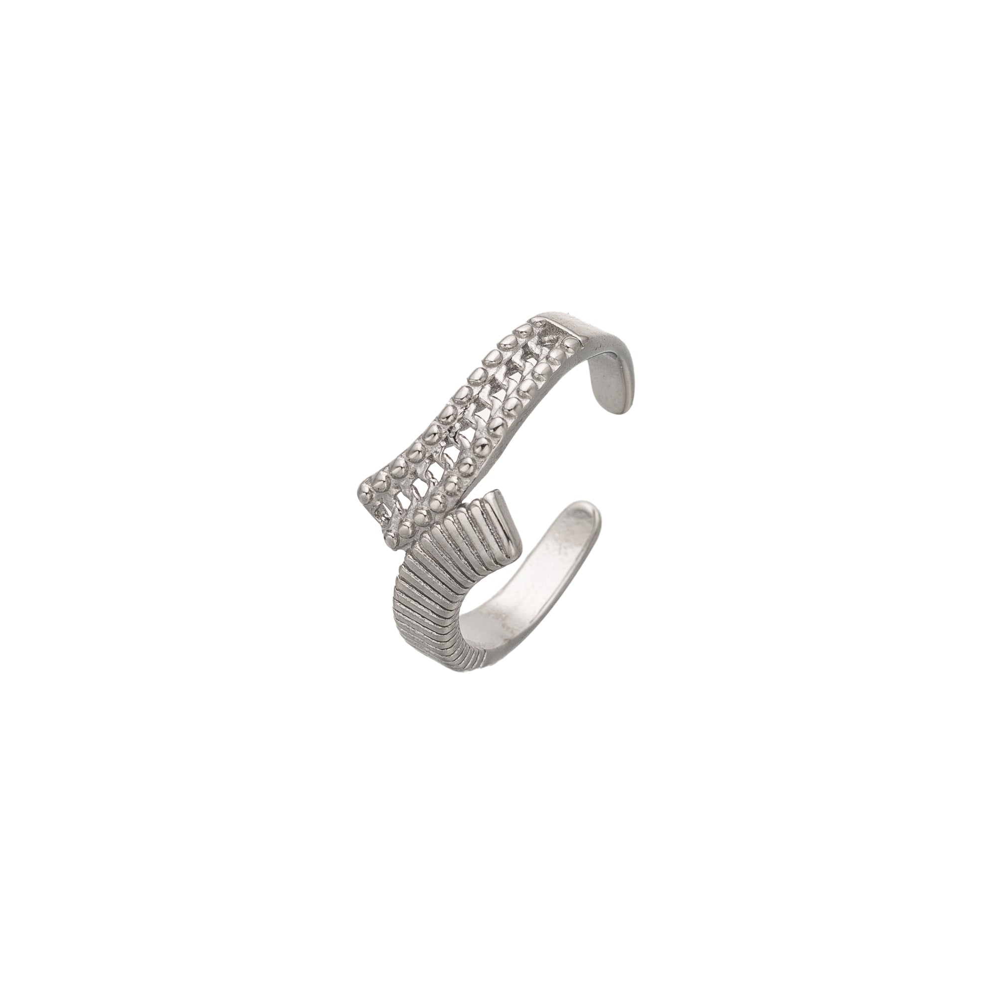 Silver Minimalist Stainless Steel Stacked Adjustable Ring-00019