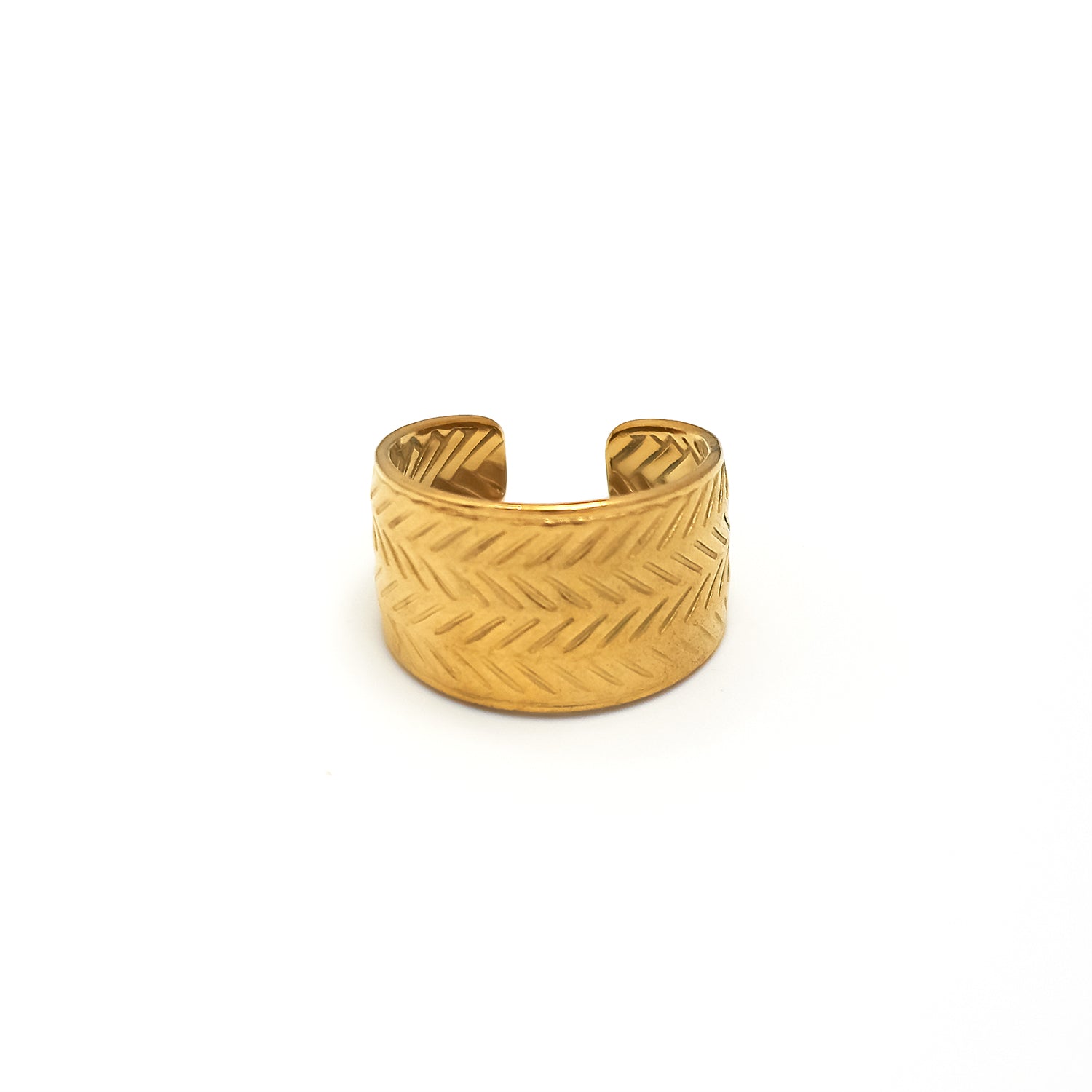 Gold Thick Stainless Steel Chunky Adjustable Ring-00020