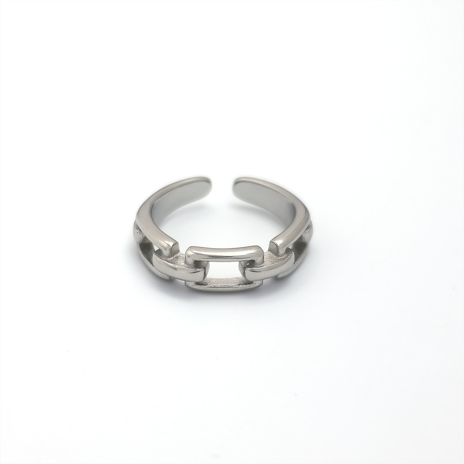 Silver Minimalist Stainless Steel Chain Adjustable ✦ Ring-0029