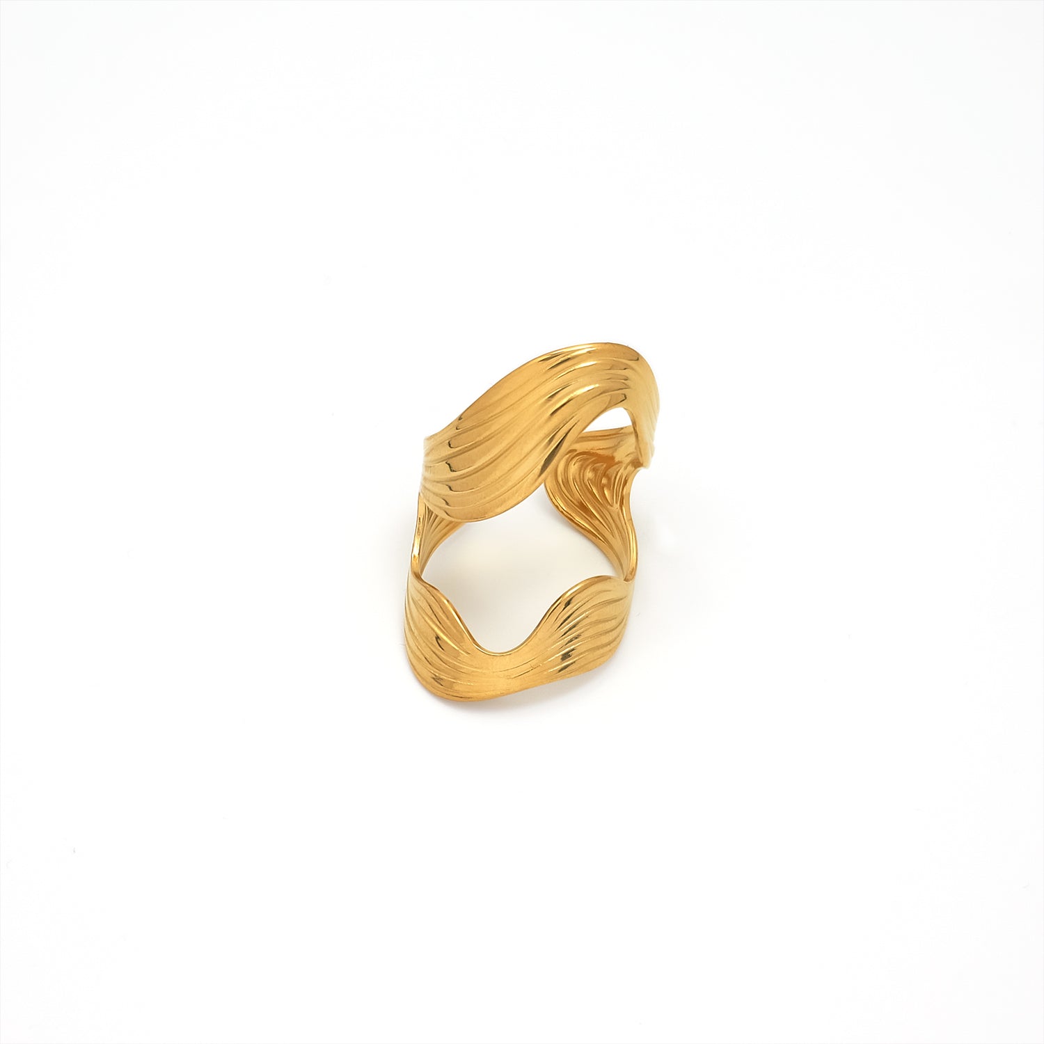 Gold Chunky Stainless Steel Gilded Adjustable Ring-00032