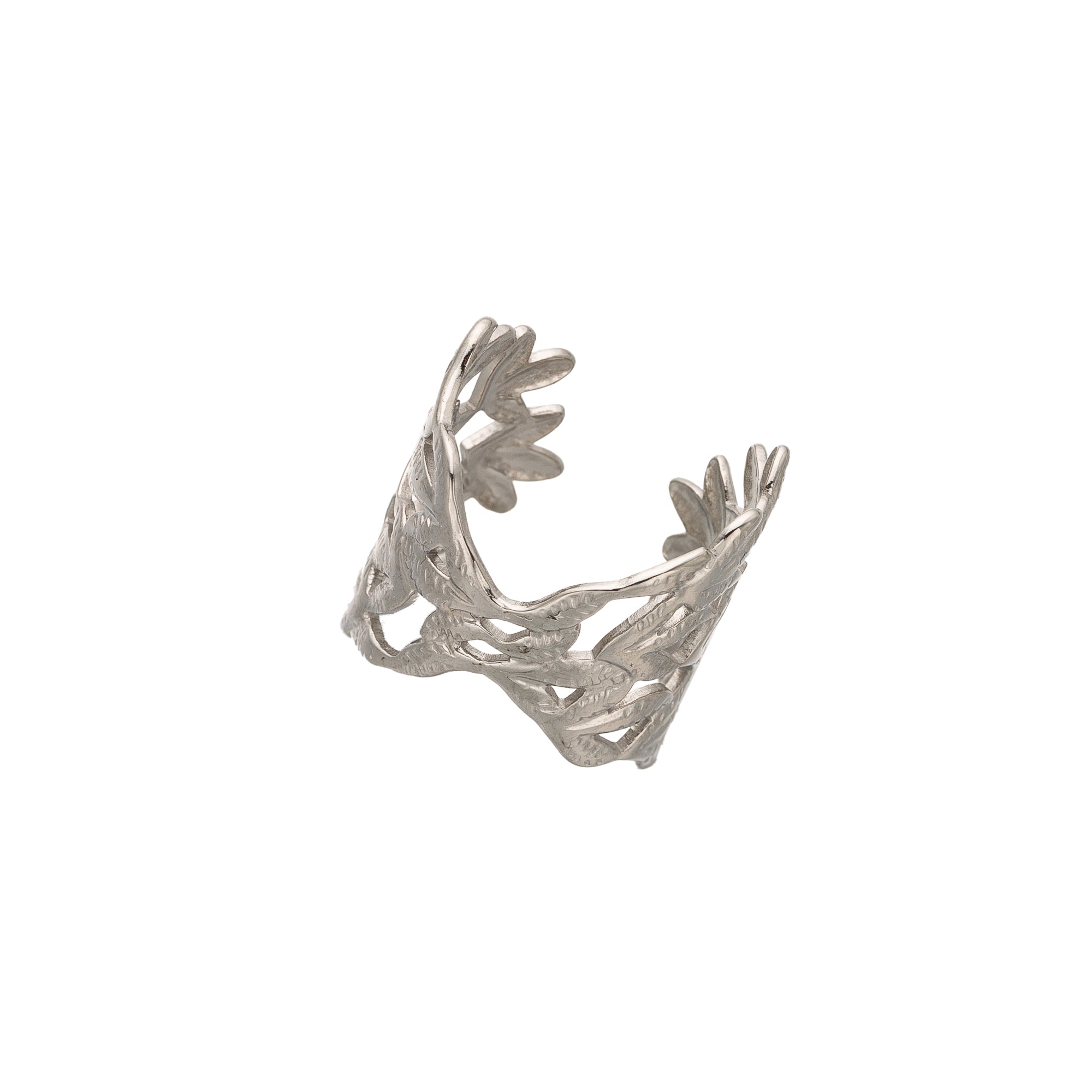 Silver Leaf Chunky Stainless-Steel ✦ RI-0035