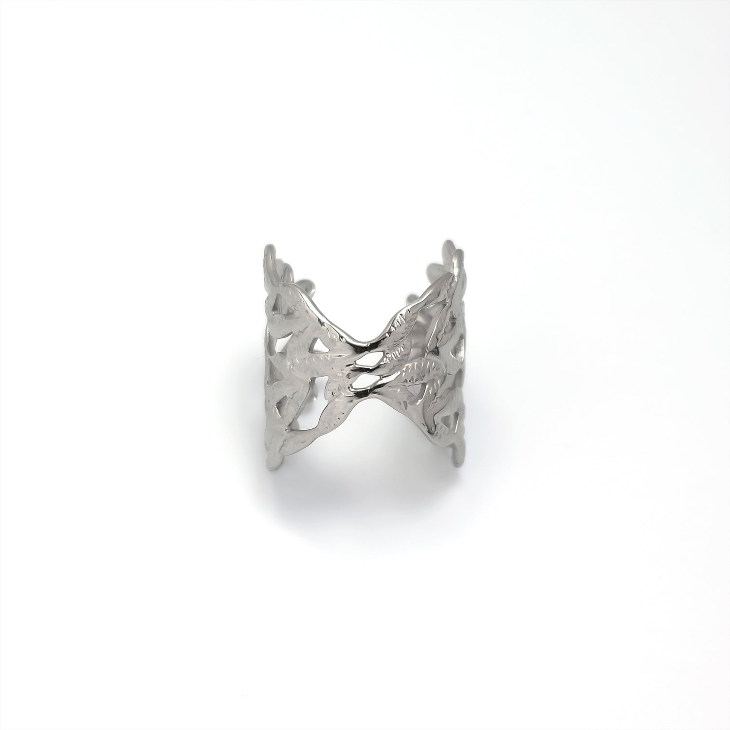 Silver Leaf Chunky Stainless-Steel ✦ RI-0035