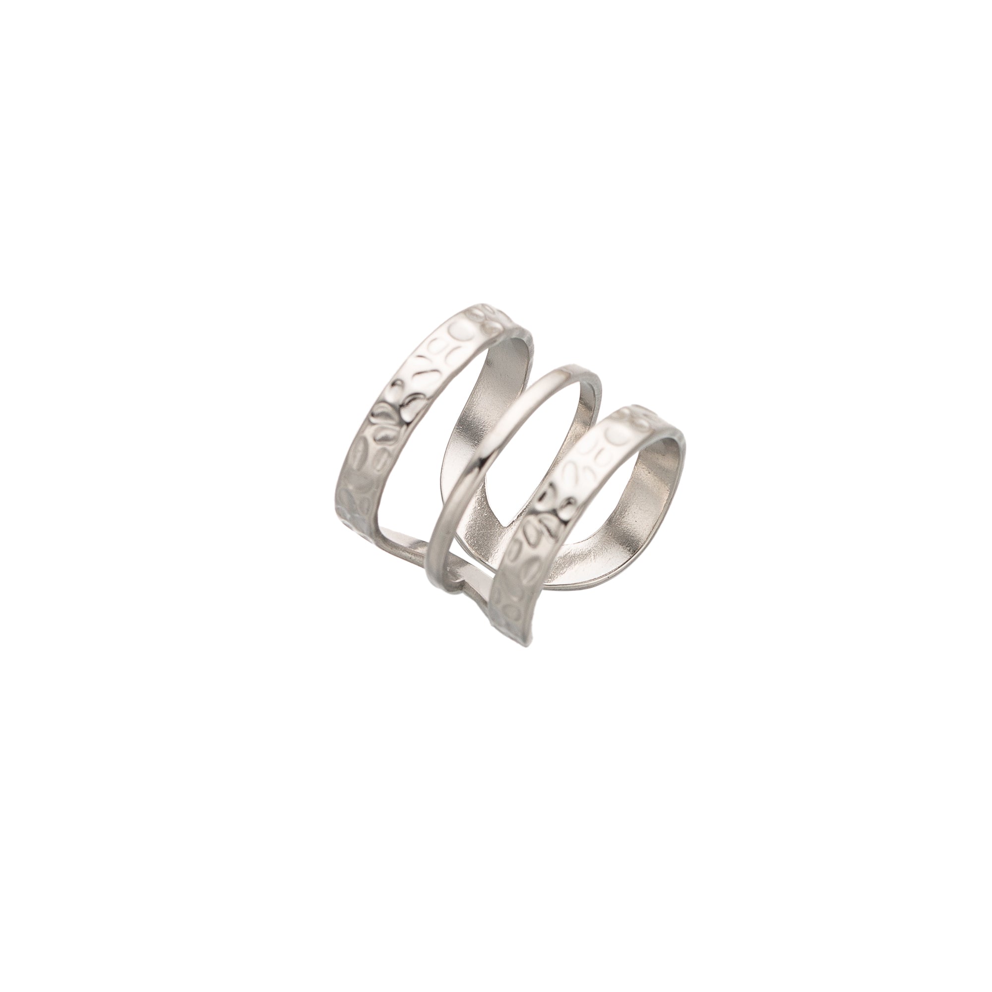 Silver Stacked Stainless Steel Hammered ✦ RI-0037