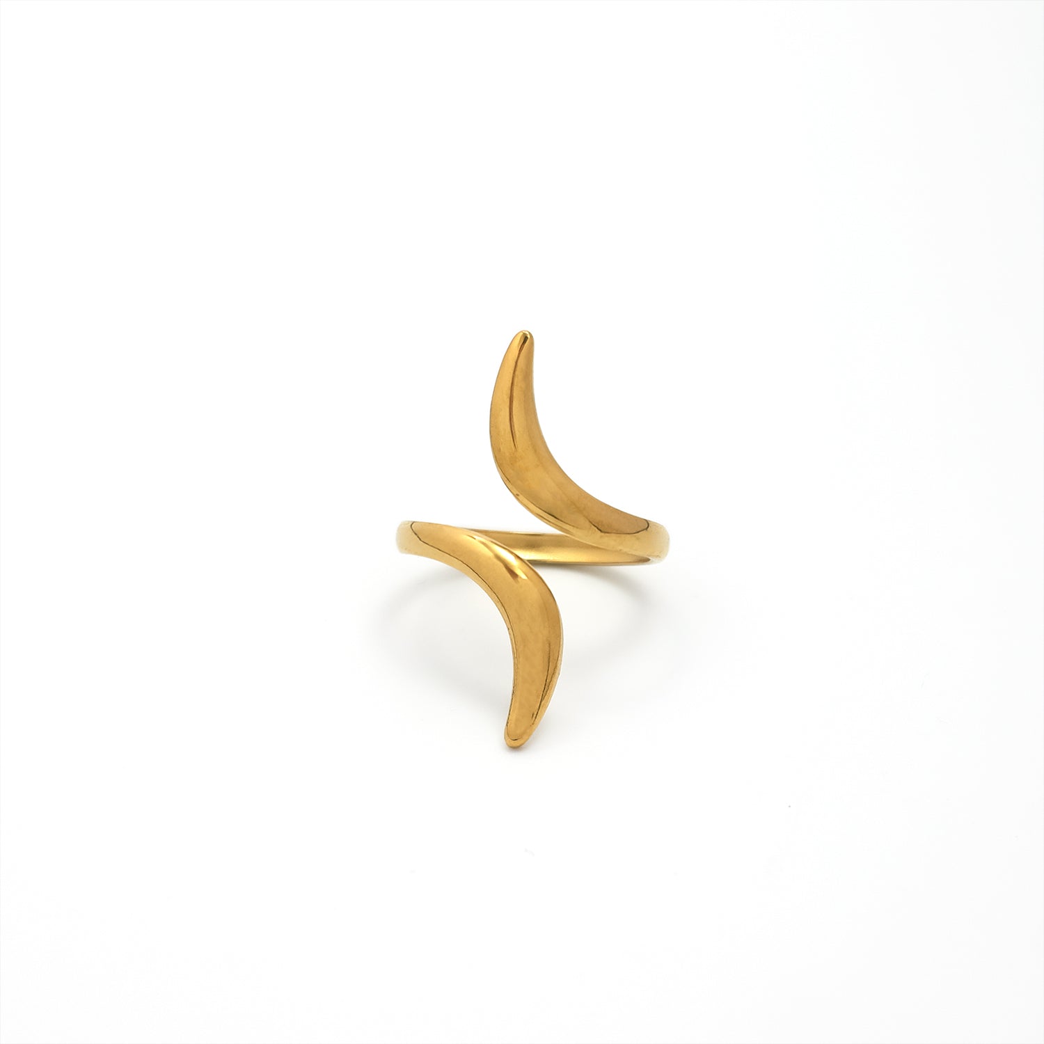 Gold Minimalist Stainless Steel Statement Adjustable Ring-00040