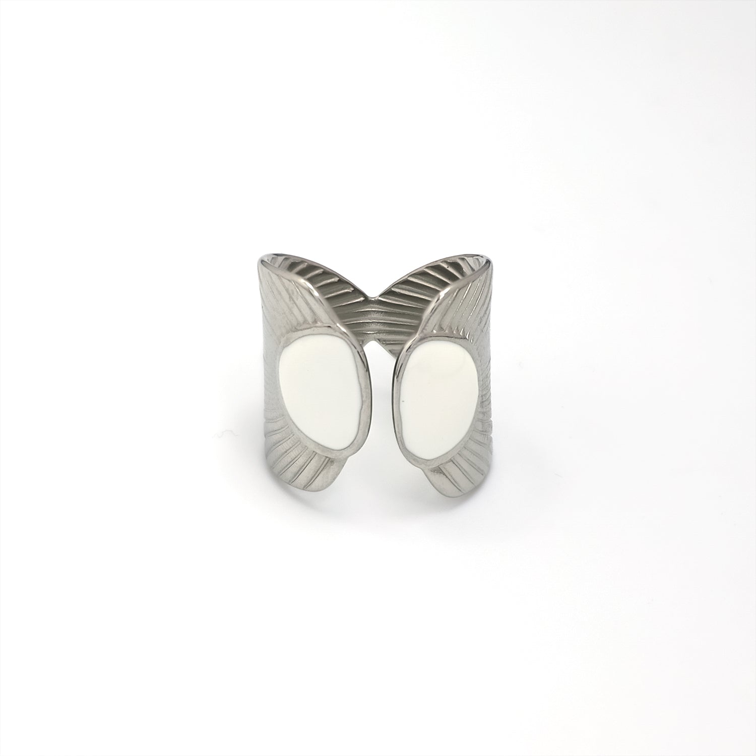Silver Bold Leaf Stainless Steel ✦ RI-0043