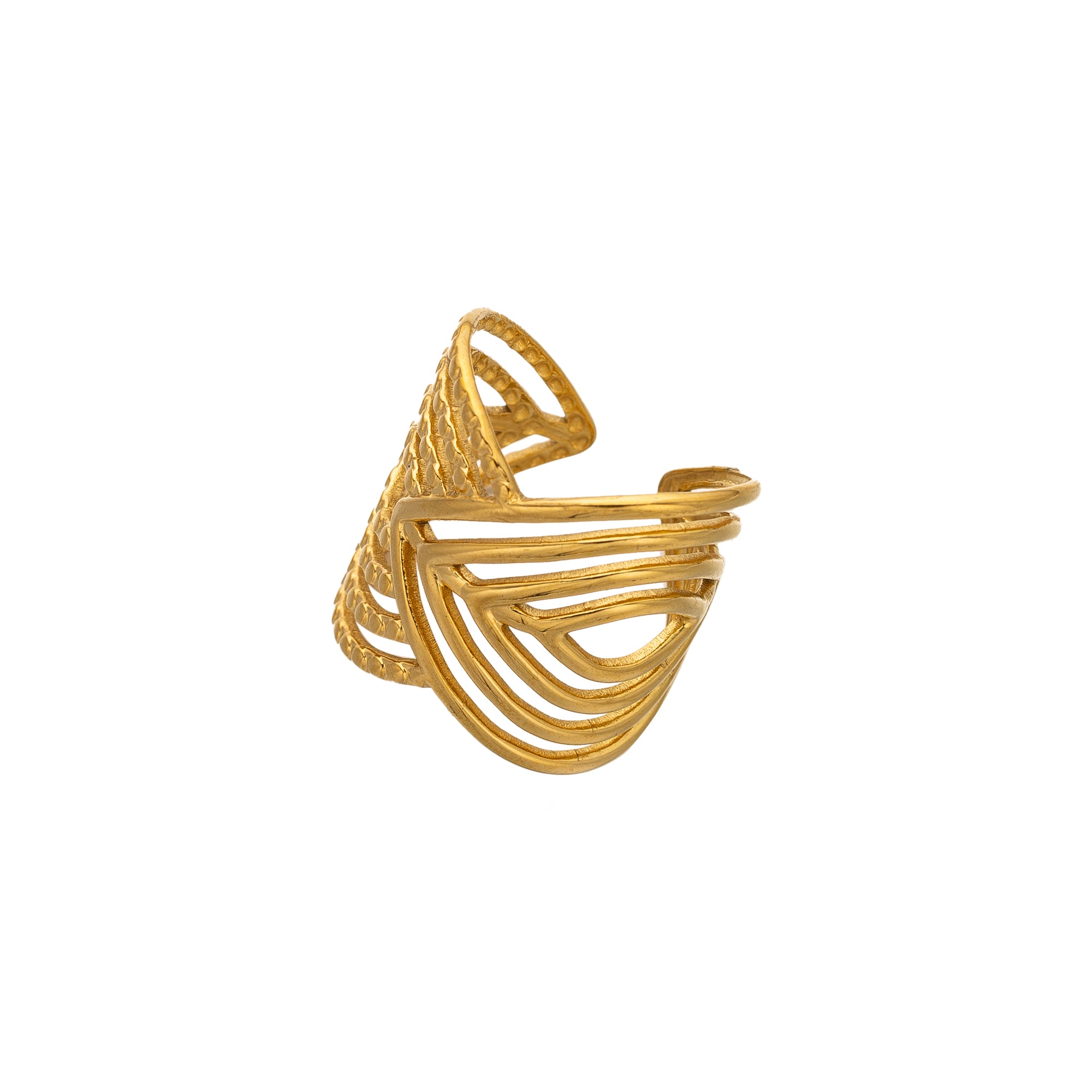 Gold Statement Stainless Steel Leaf Adjustable ✦ RI-0046