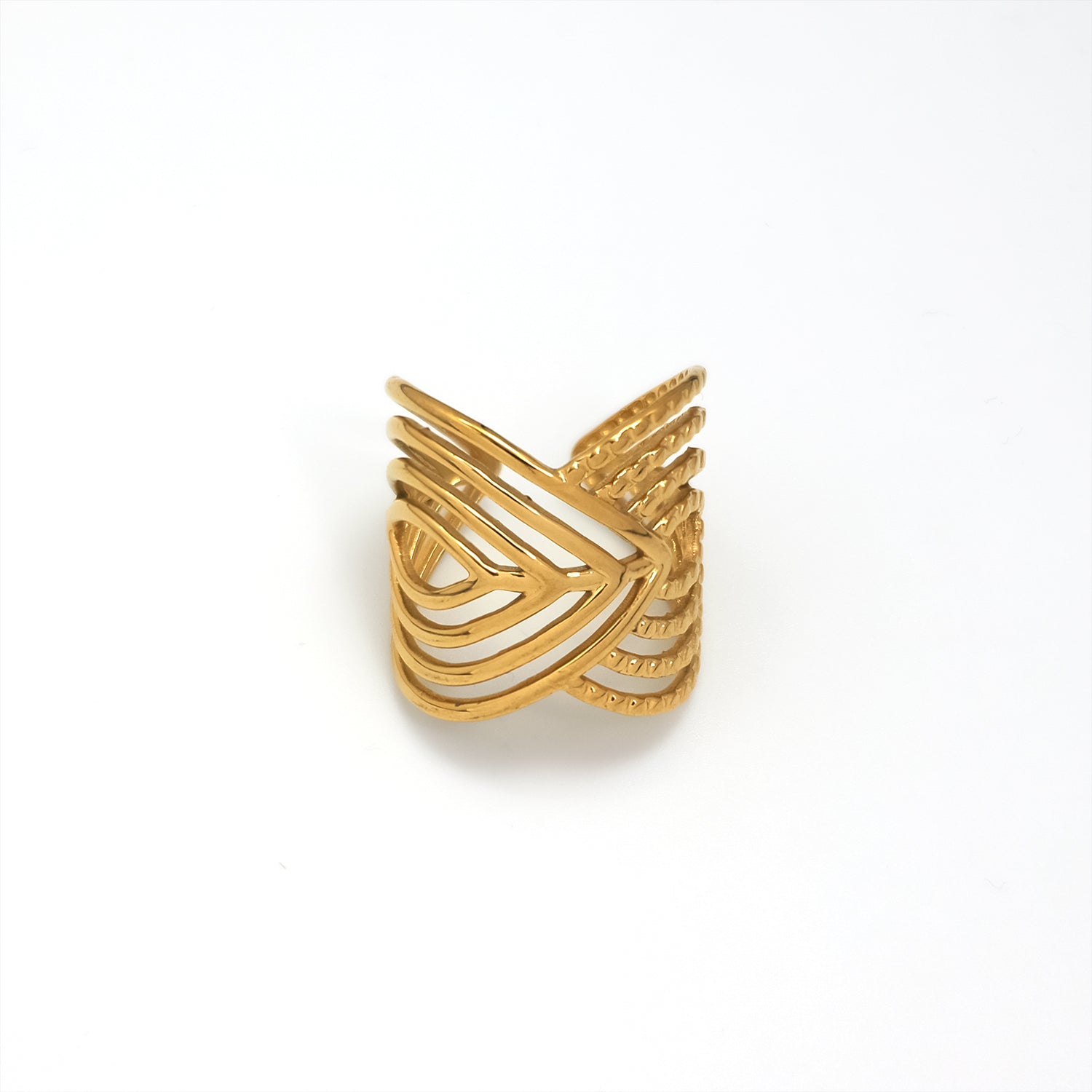 Gold Statement Stainless Steel Leaf Adjustable ✦ RI-0046