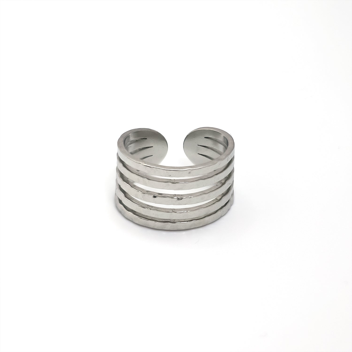 Silver Stacked Stainless Steel Bold Adjustable ✦ RI-0049