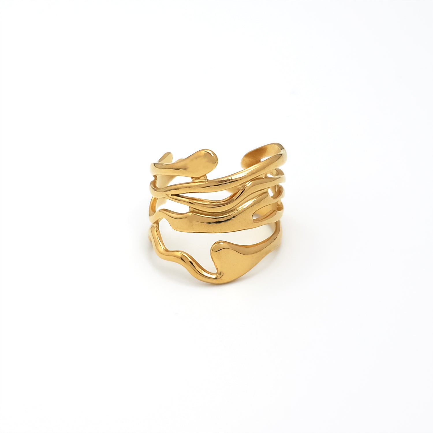 Gold Chunky Stainless Steel Gilded Adjustable ✦ RI-0052
