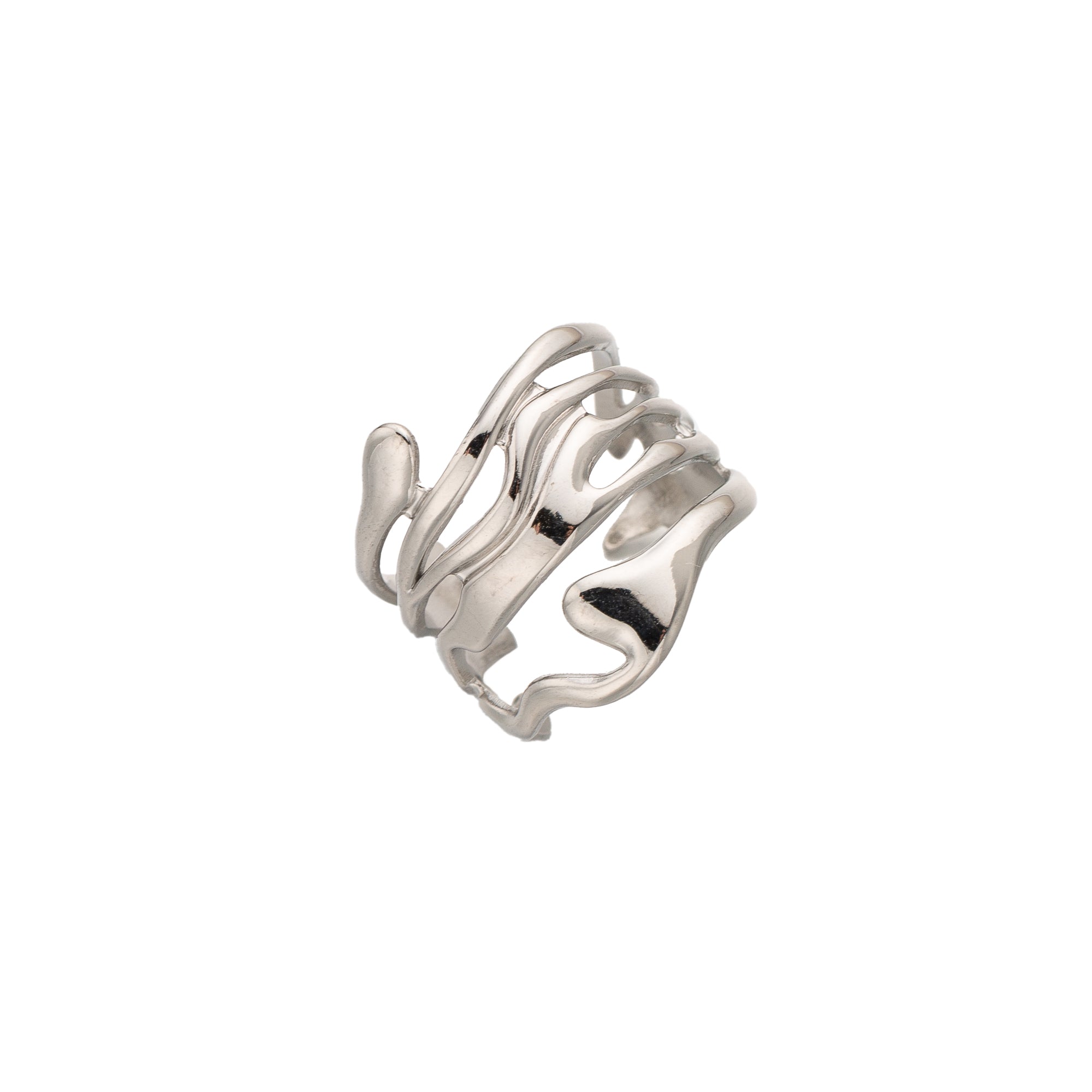 Silver Chunky Stainless Steel Gilded Adjustable ✦ RI-0053
