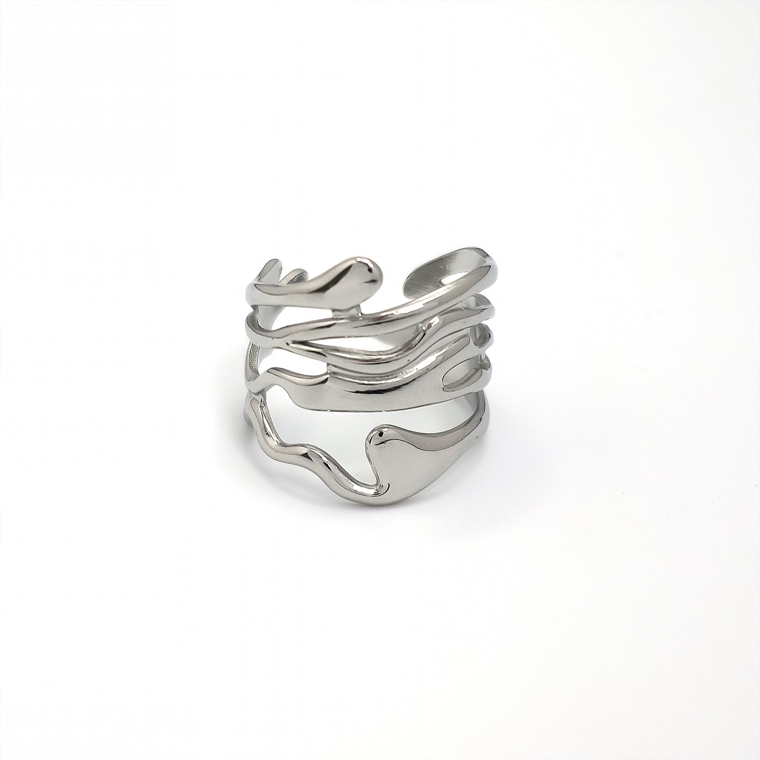 Silver Chunky Stainless Steel Gilded Adjustable ✦ RI-0053