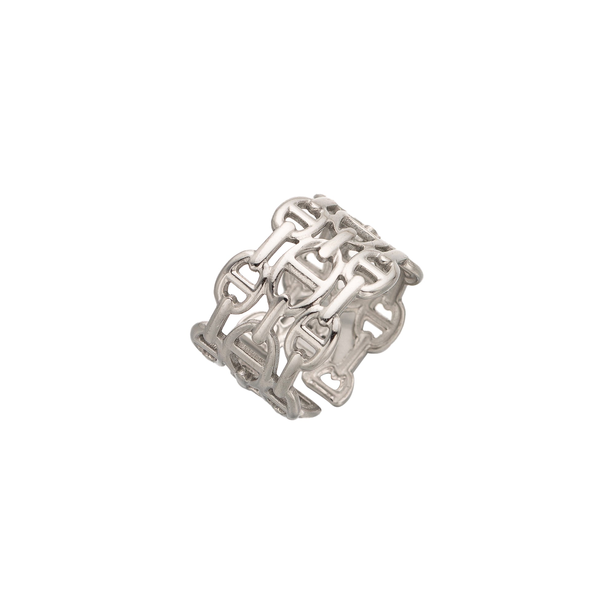 Silver Stacked Stainless Steel Mariner Adjustable ✦ RI-0055