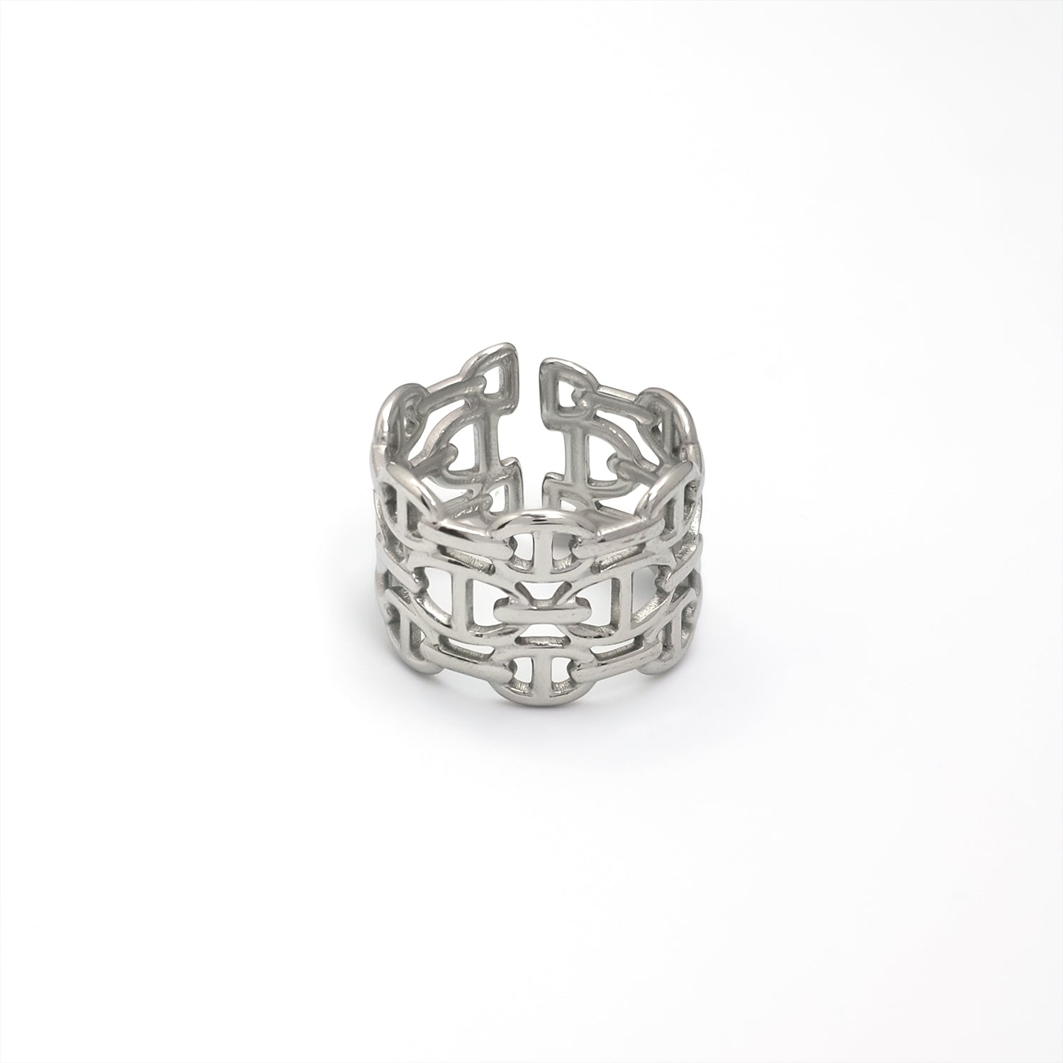 Silver Stacked Stainless Steel Mariner Adjustable ✦ RI-0055