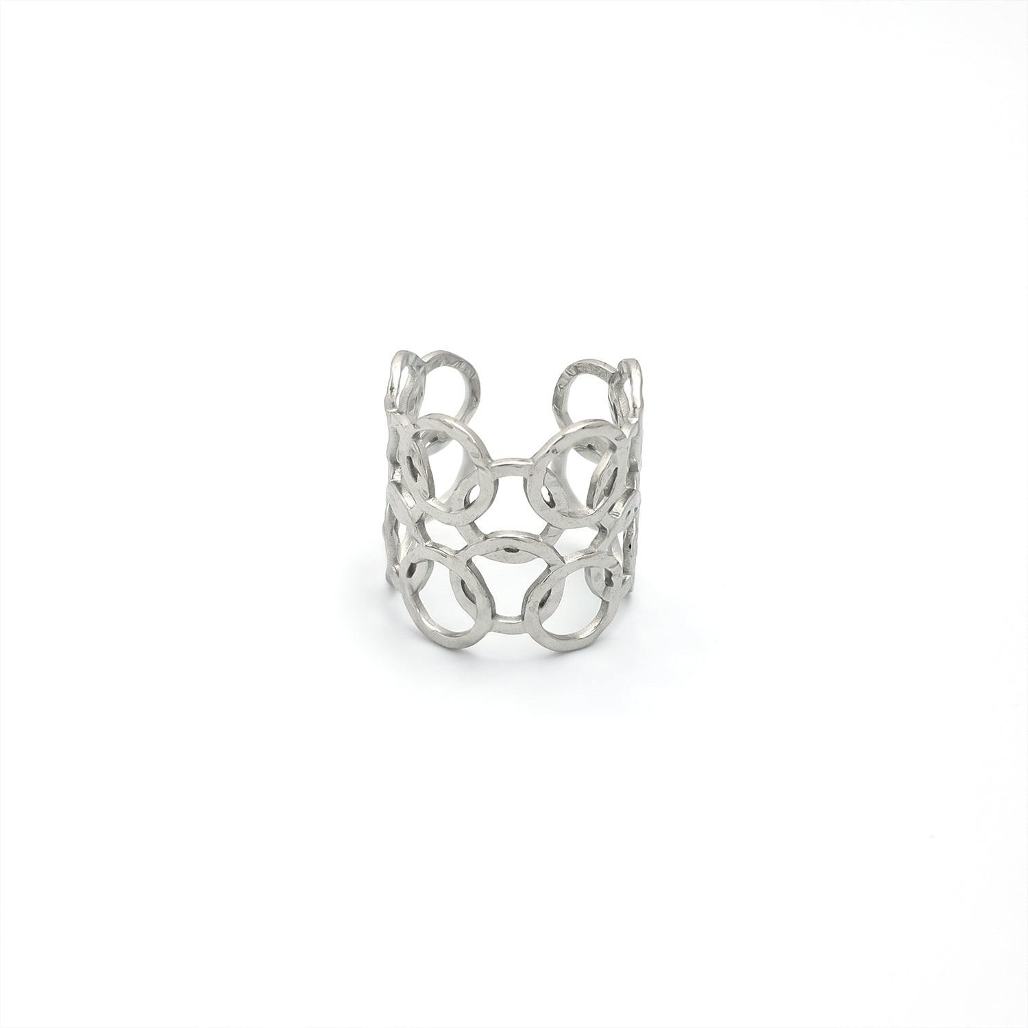 Silver Geometric Stainless Steel Chunky Adjustable ✦ RI-0057
