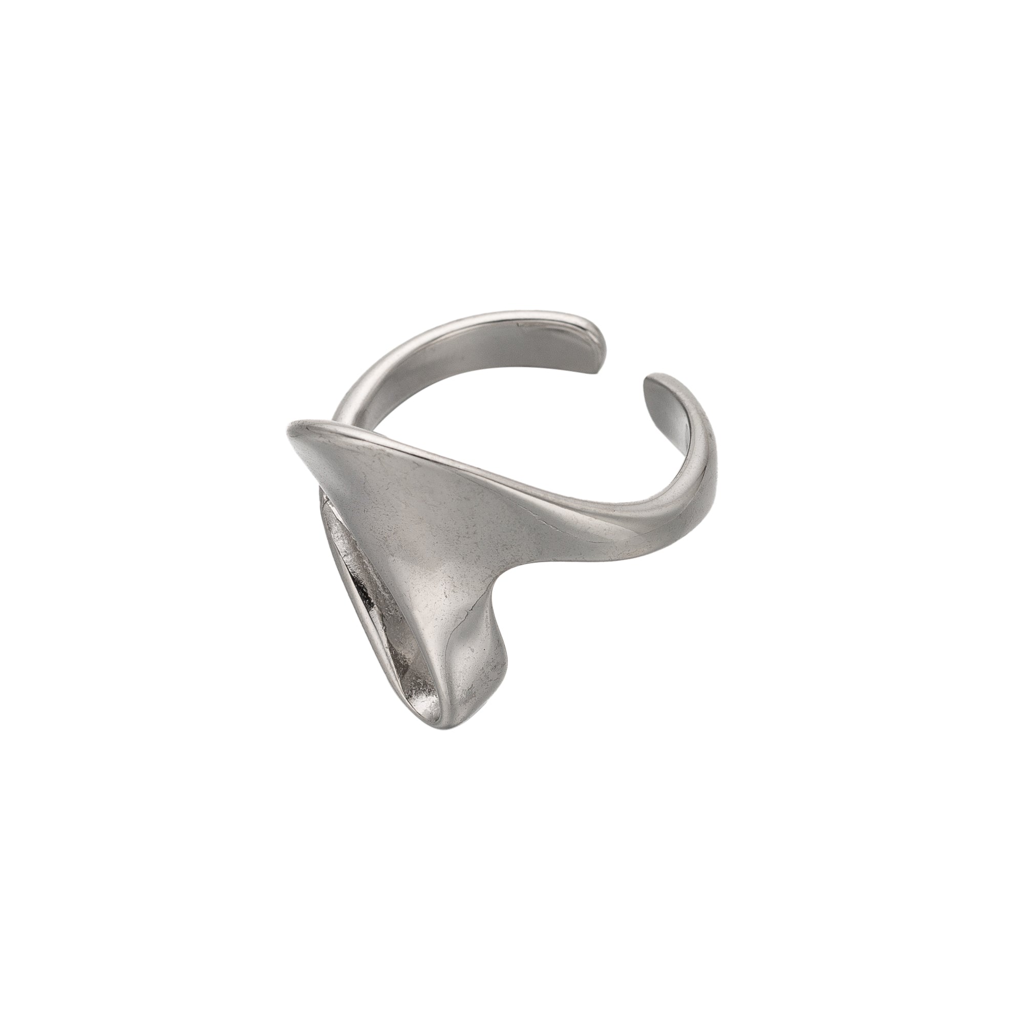 Silver Bold Stainless Steel Gilded Adjustable Ring-00063