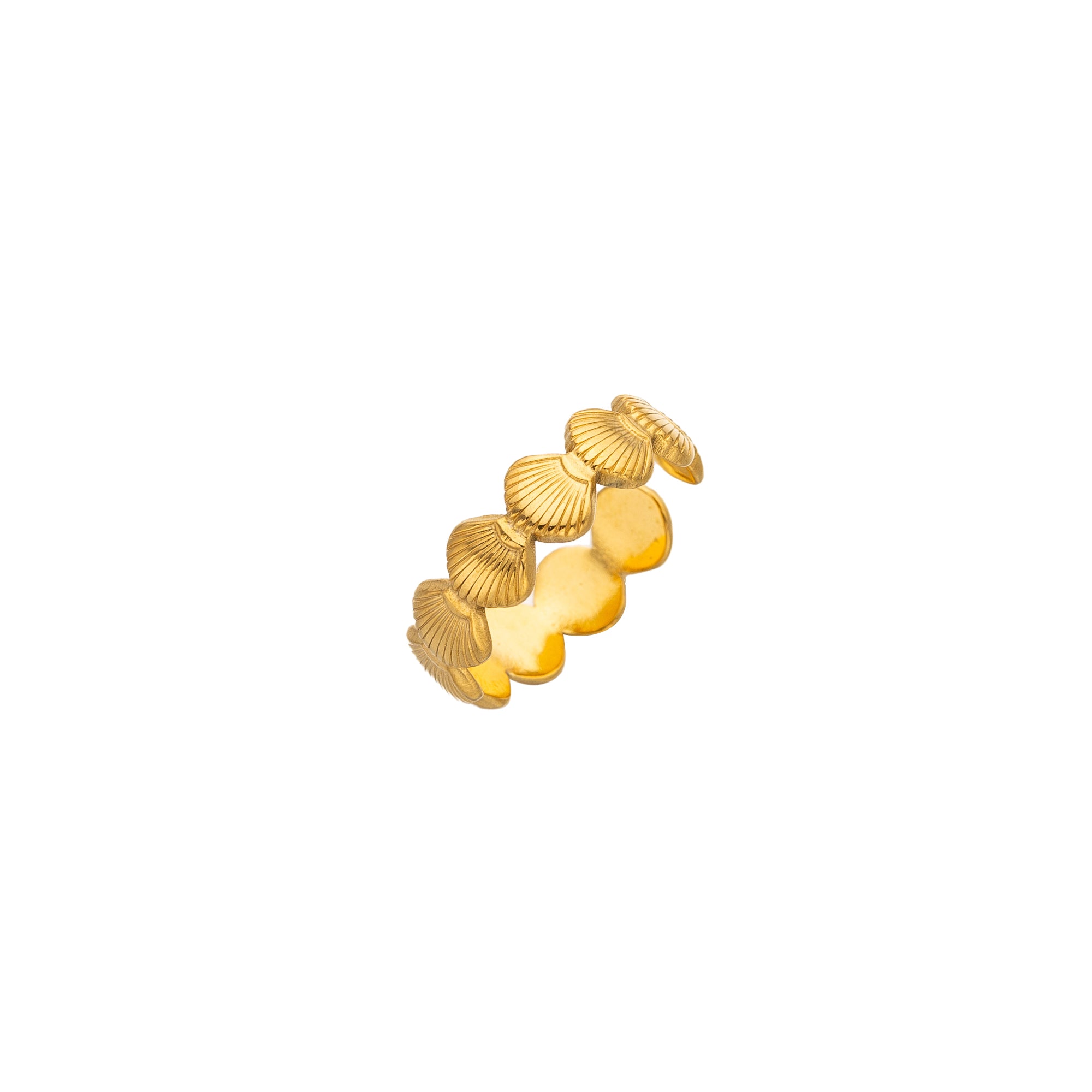 Gold Minimalist Stainless Steel Shell Adjustable Ring-00072