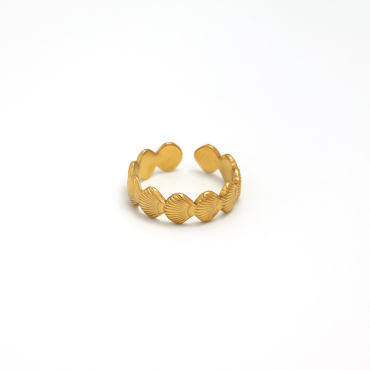 Gold Minimalist Stainless Steel Shell Adjustable Ring-00072