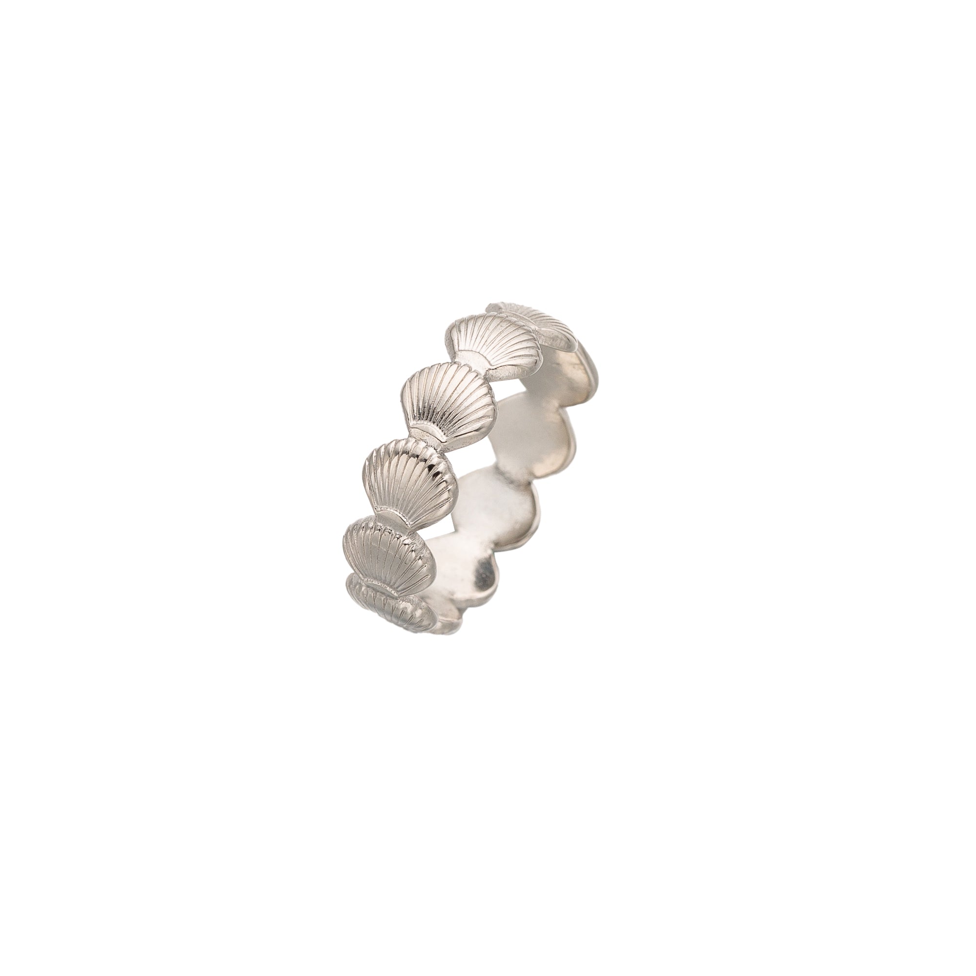 Silver Minimalist Stainless Steel Shell Adjustable Ring-00073