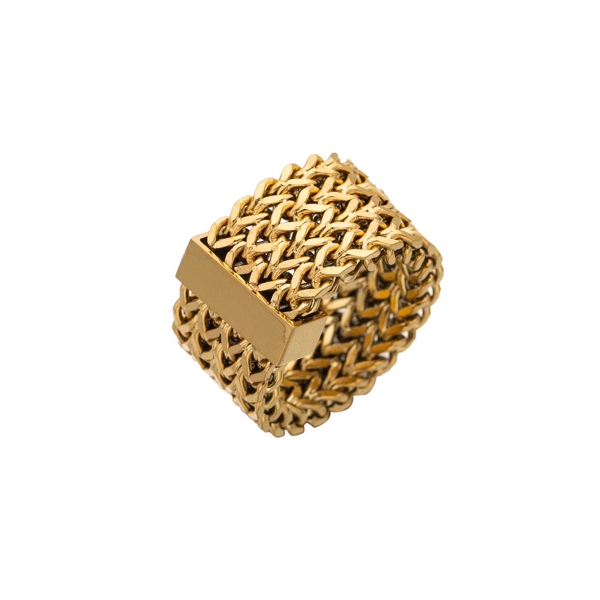 Gold Chunky Stainless Steel Franko Solid Size Ring-00083