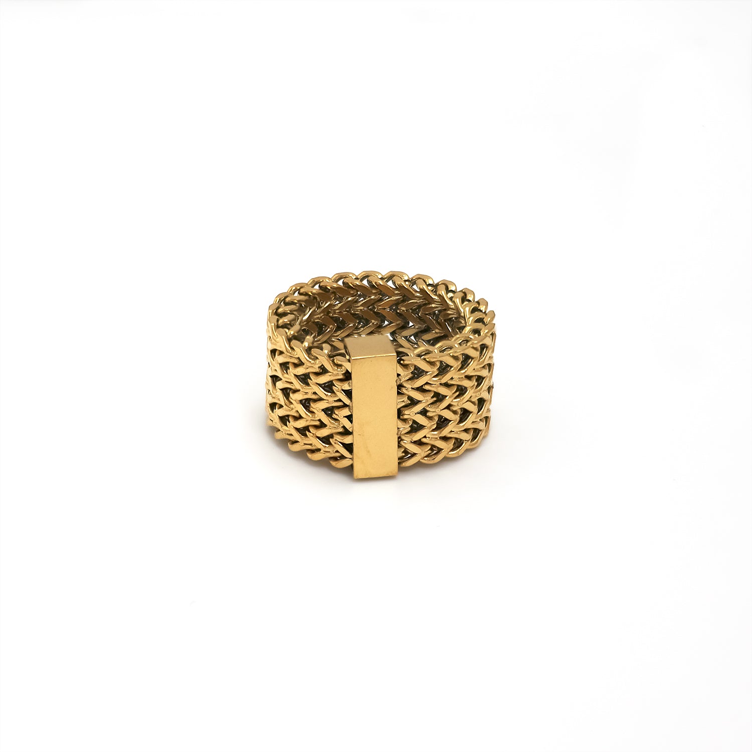 Gold Chunky Stainless Steel Franko Solid Size Ring-00083