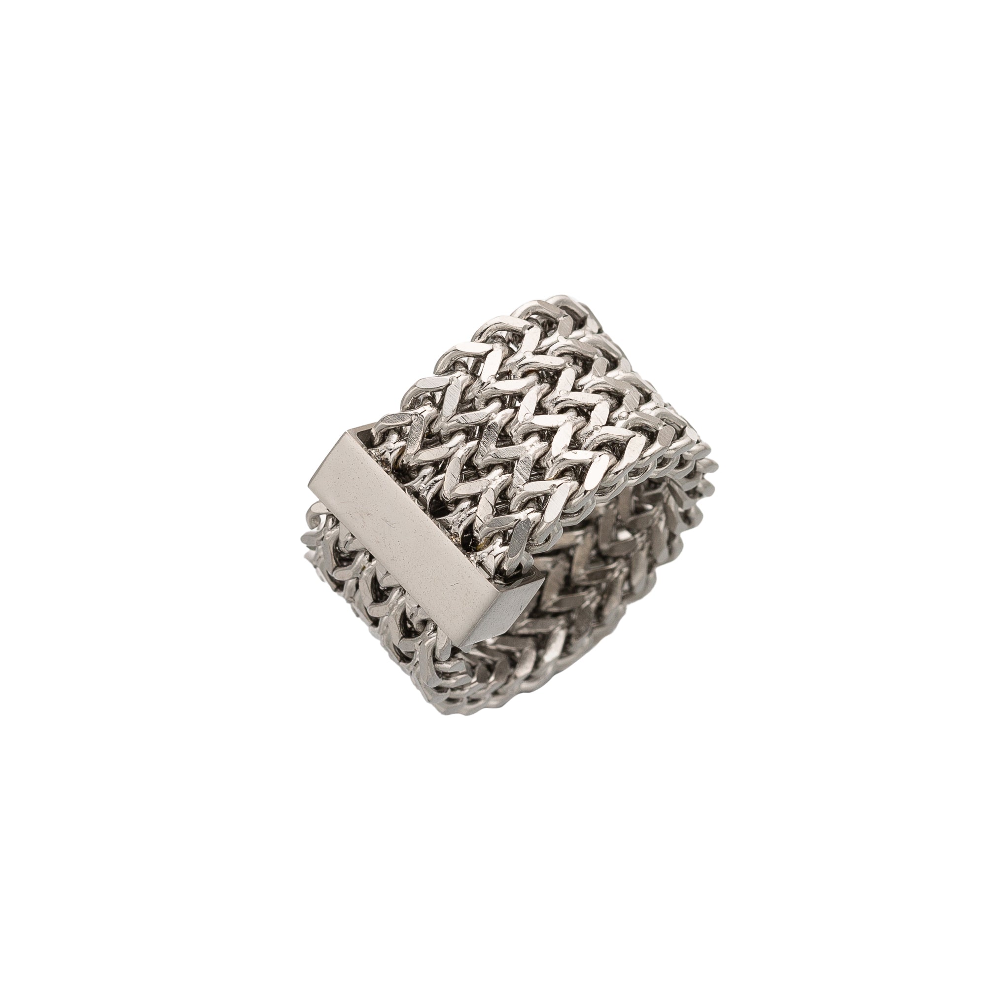 Silver Chunky Stainless Steel Franko Solid Size Ring-00085