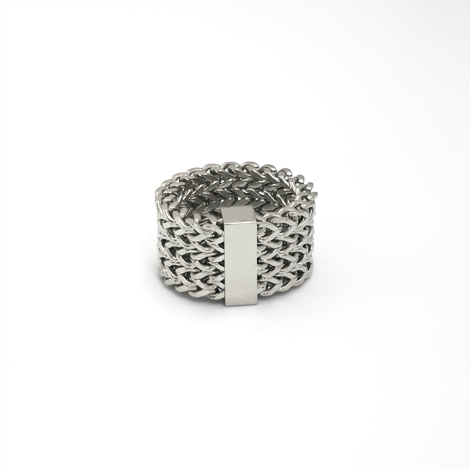 Silver Chunky Stainless Steel Franko Solid Size Ring-00085