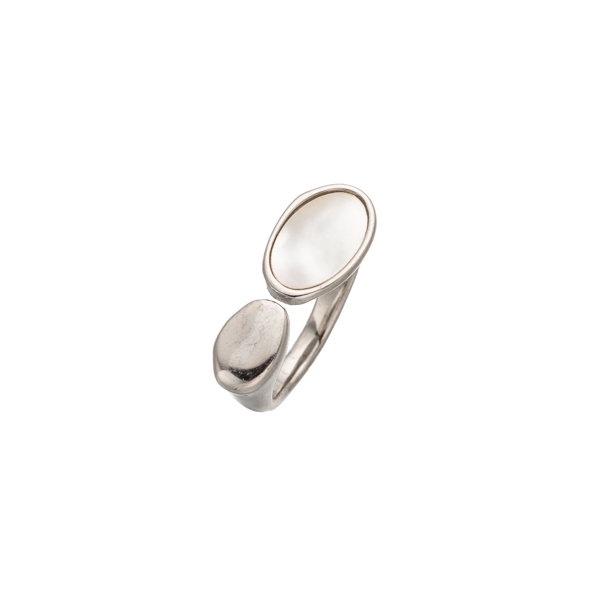 Silver Classic Stainless Steel Pearl Chic Adjustable Ring-00087