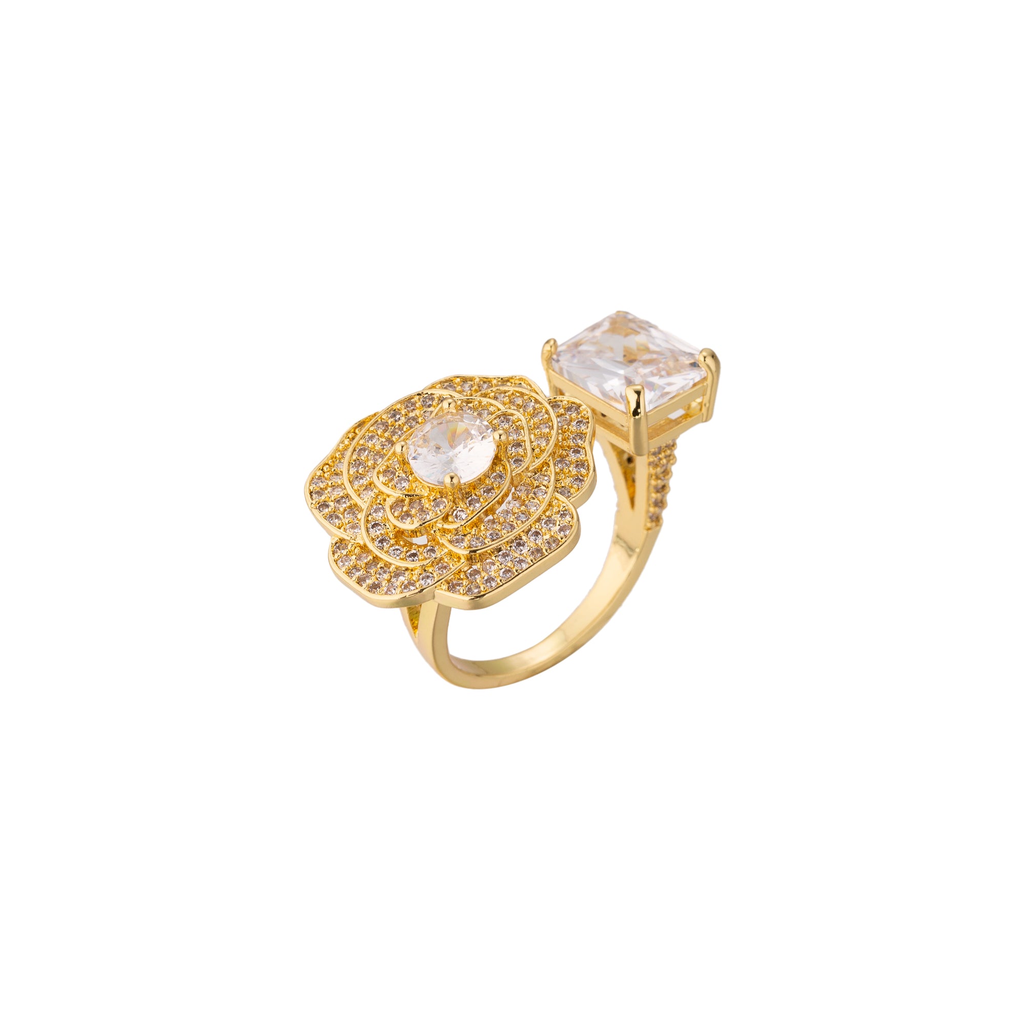 Gold Chunky Gold CZ Flower Adjustable ✦ RI-0093 RI-0094