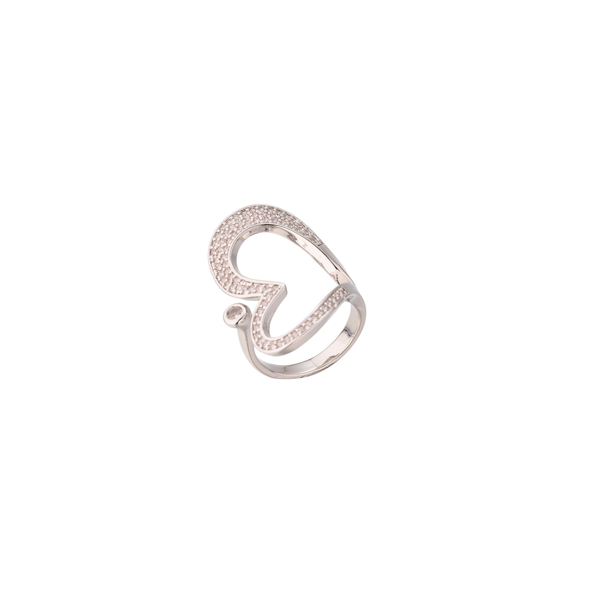 Gold Minimalist Gold CZ Heart Adjustable Ring-00095 Ring-00096