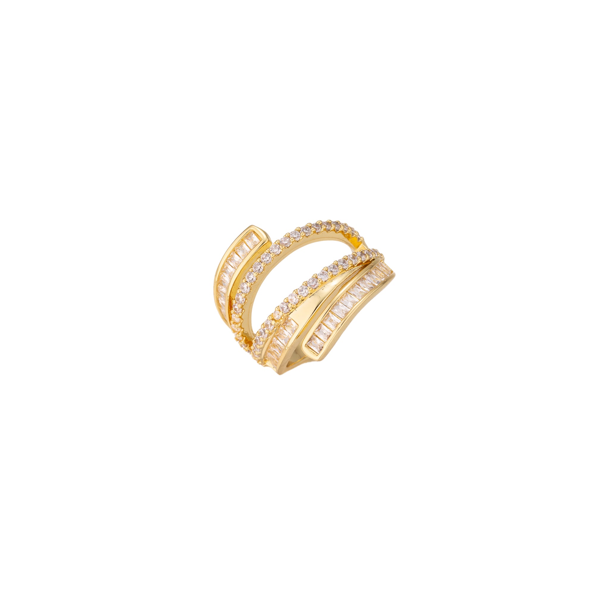 Gold Stacked Gold Baguette Statement Adjustable Ring-00099 Ring-00302