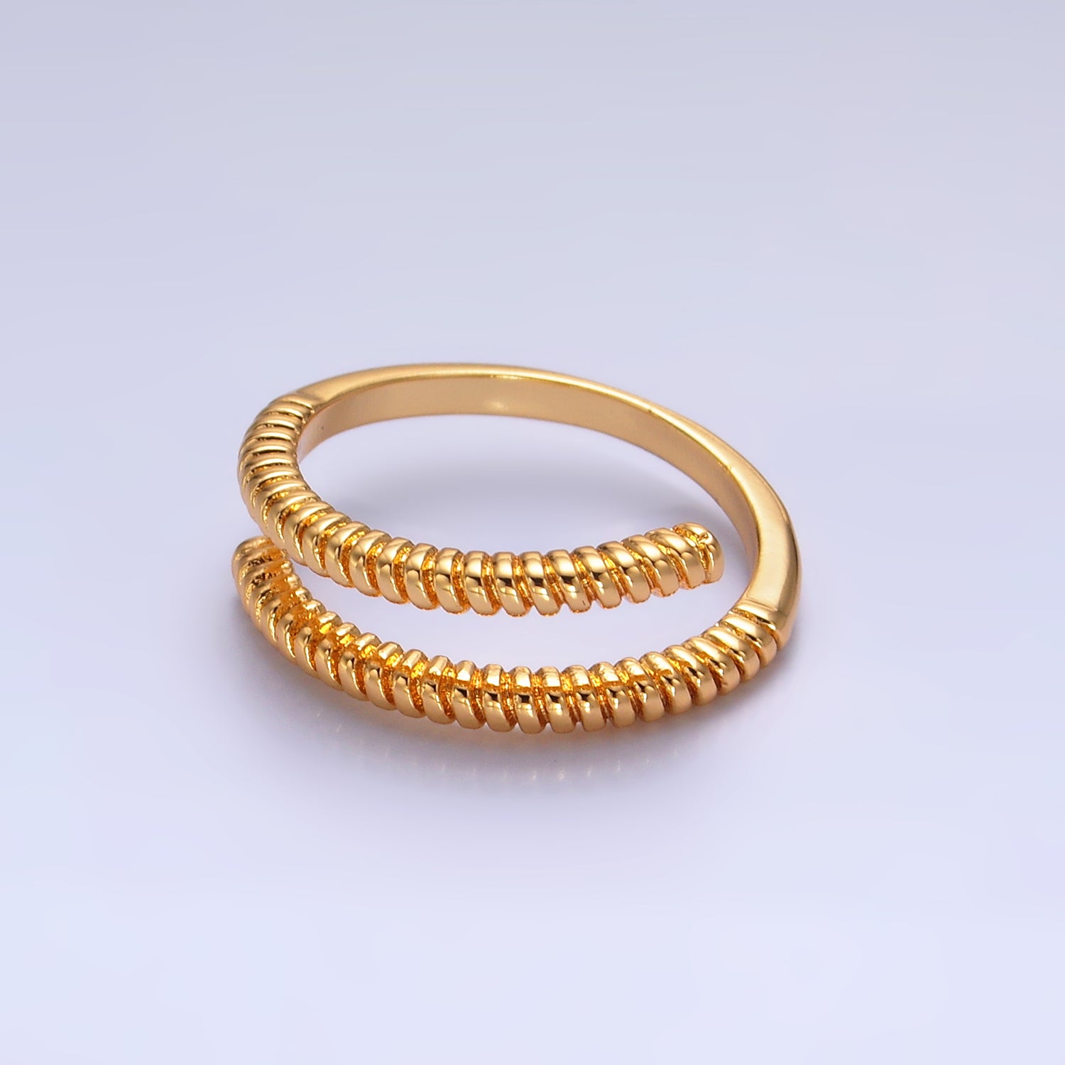 Gold Minimalist Gold CZ Twisted Adjustable Ring-00101