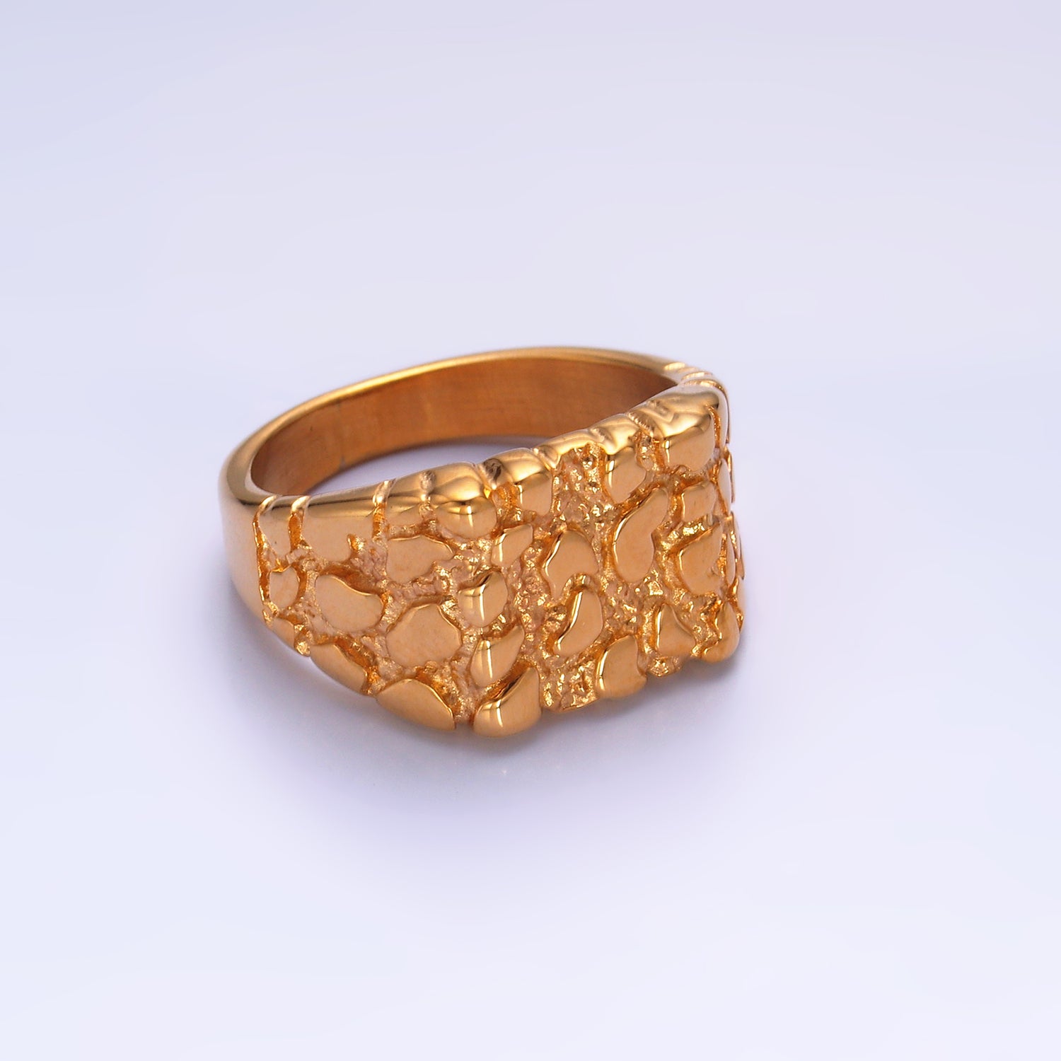 Gold Chunky Stainless Steel - Gold Statement Solid Size Ring-00102