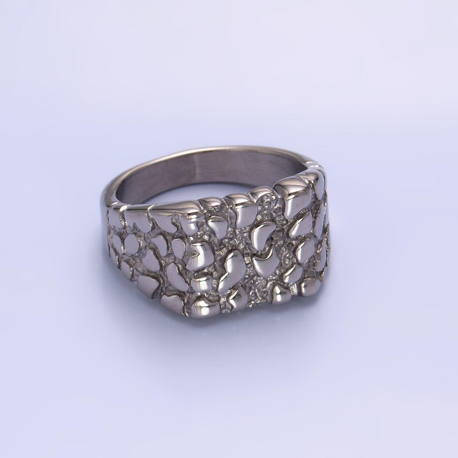 Silver Chunky Stainless Steel Statement Solid Size Ring-00103