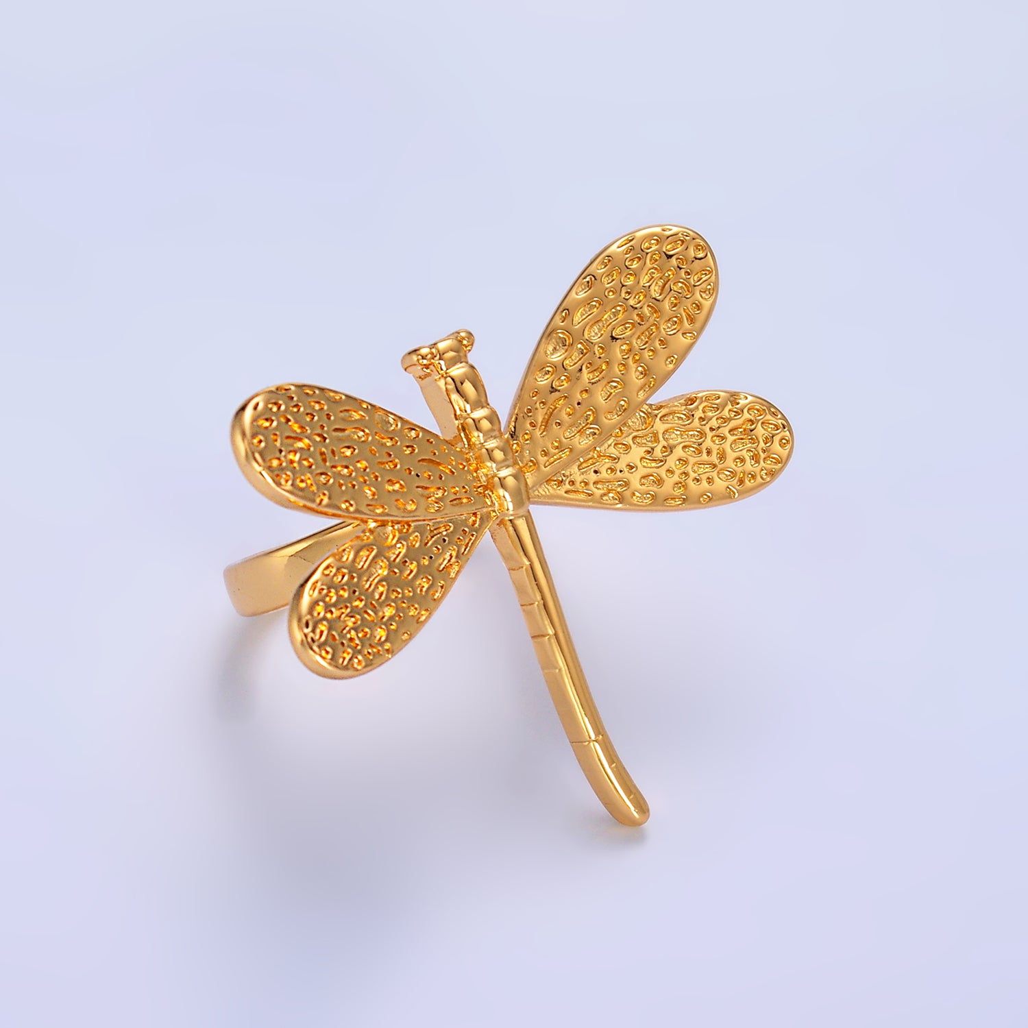 Gold Dainty Gold Dragonfly Adjustable Ring-00115