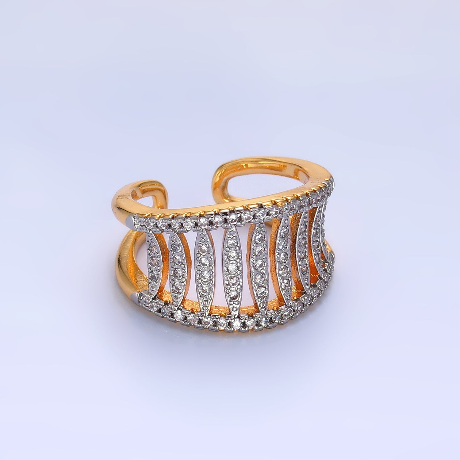Gold Vintage Gold CZ Bold Adjustable RI-0117