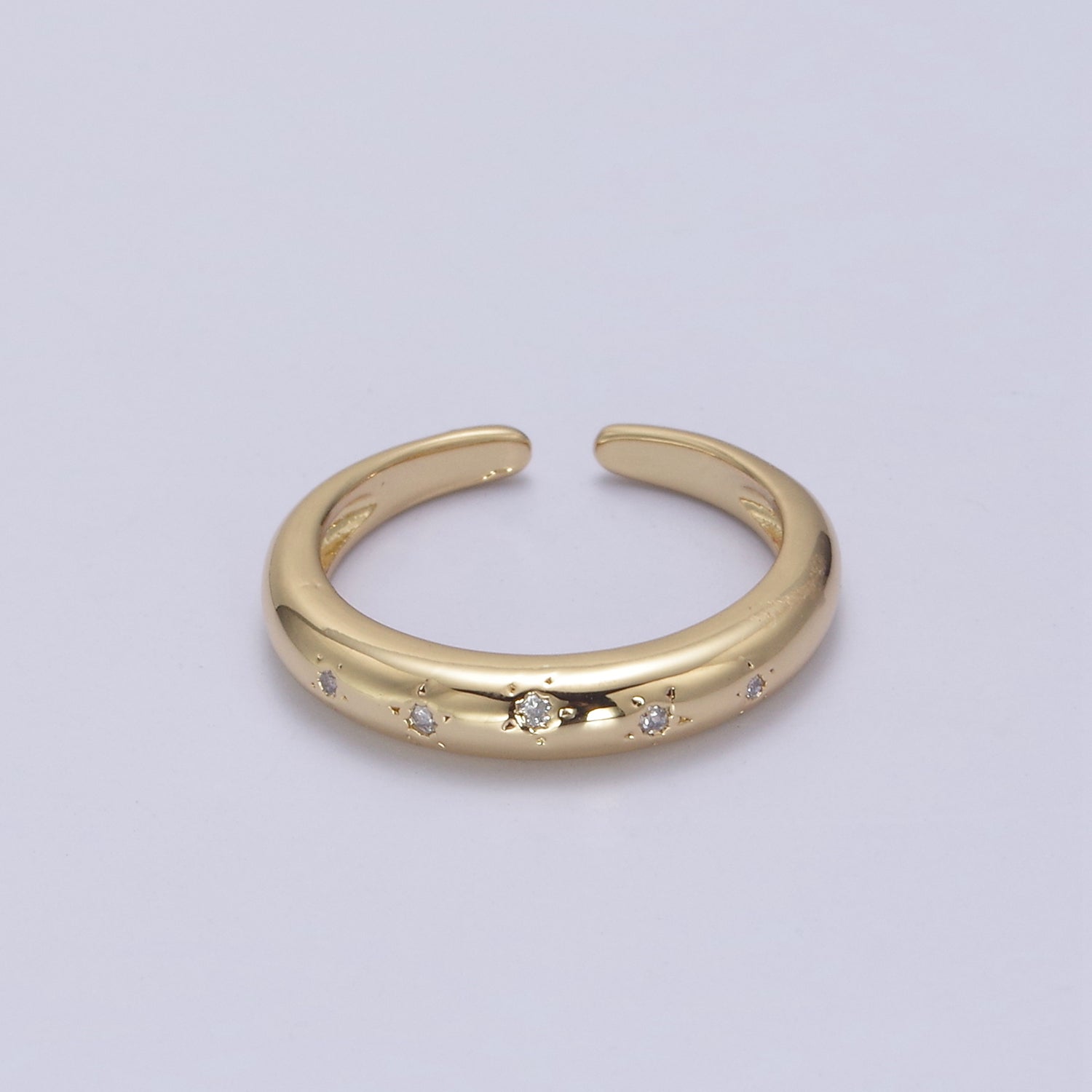 Gold Minimalist CZ Celestial Adjustable Ring-00118