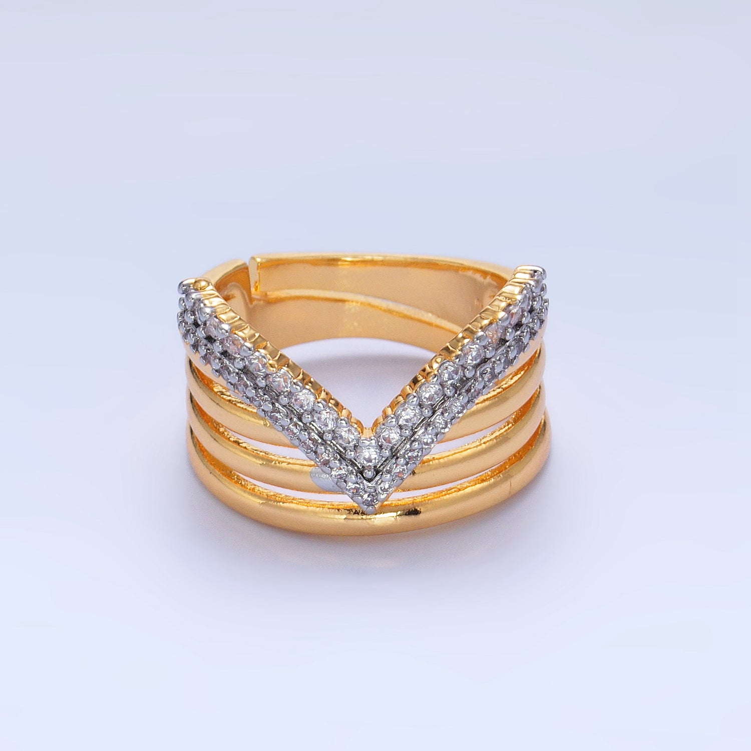 Gold Chunky Gold CZ Statement Adjustable RI-0119