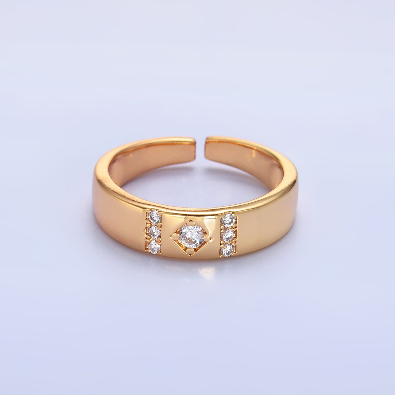 Gold Minimalist Gold CZ Adjustable Ring-00122